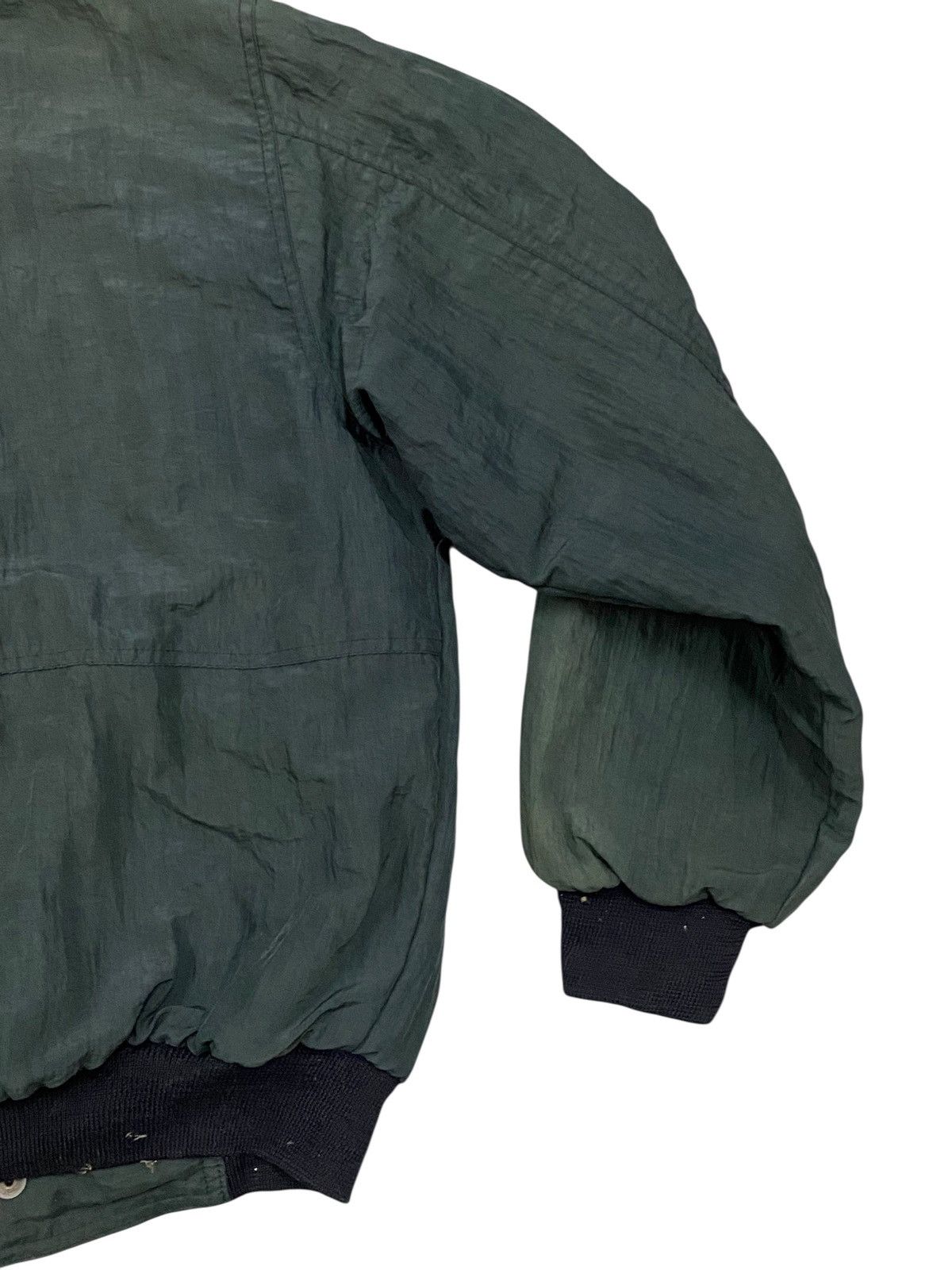 Vintage Vtg Green Crinkled Nylon Bomber Jacket Sherpa Lined Size US L / EU 52-54 / 3 - 8 Thumbnail