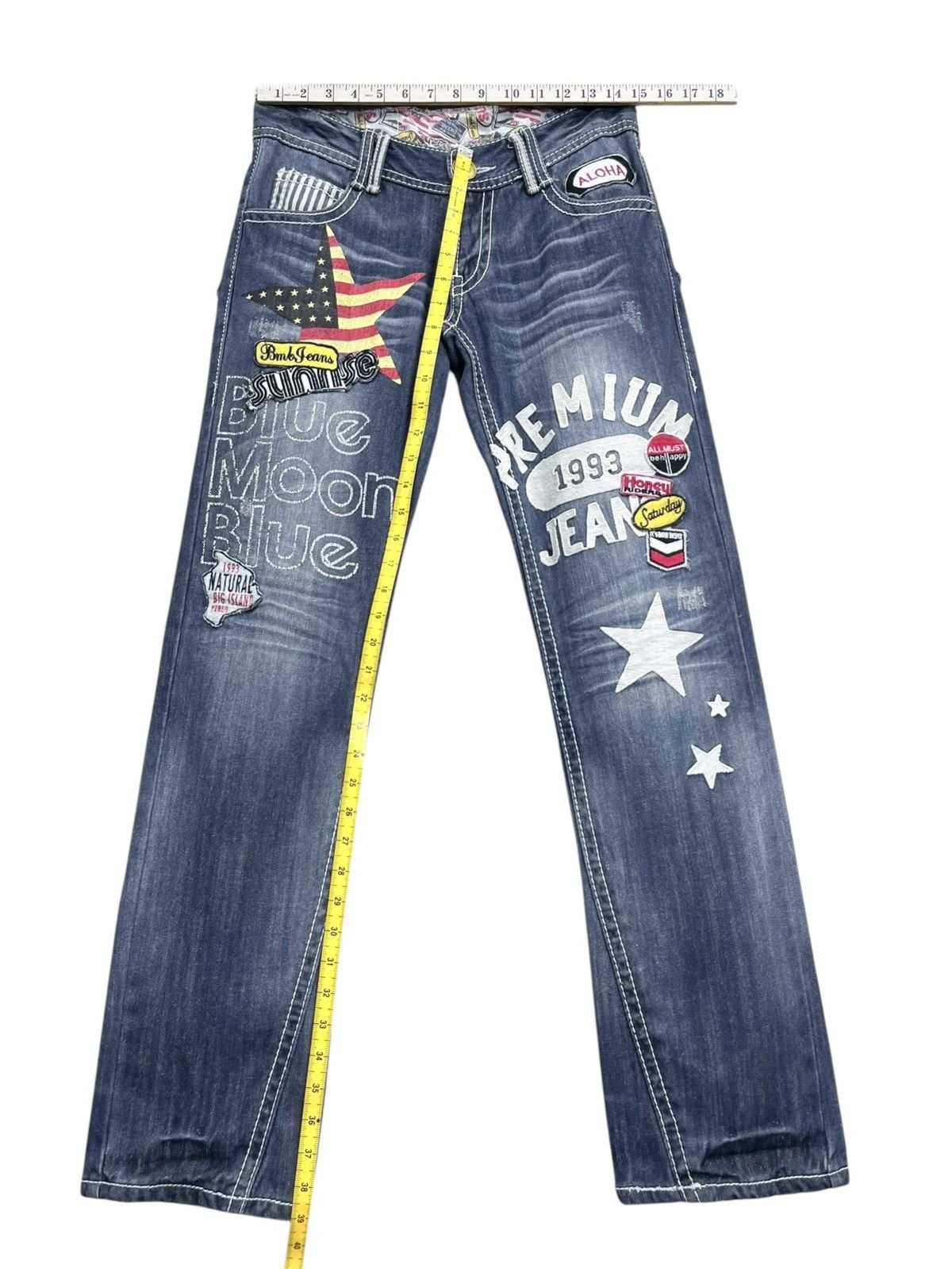 Japan Blue 💥 RARE🌛BMB Embroidery Patches Big Print Daicock Style Surf Size 29" - 16 Thumbnail