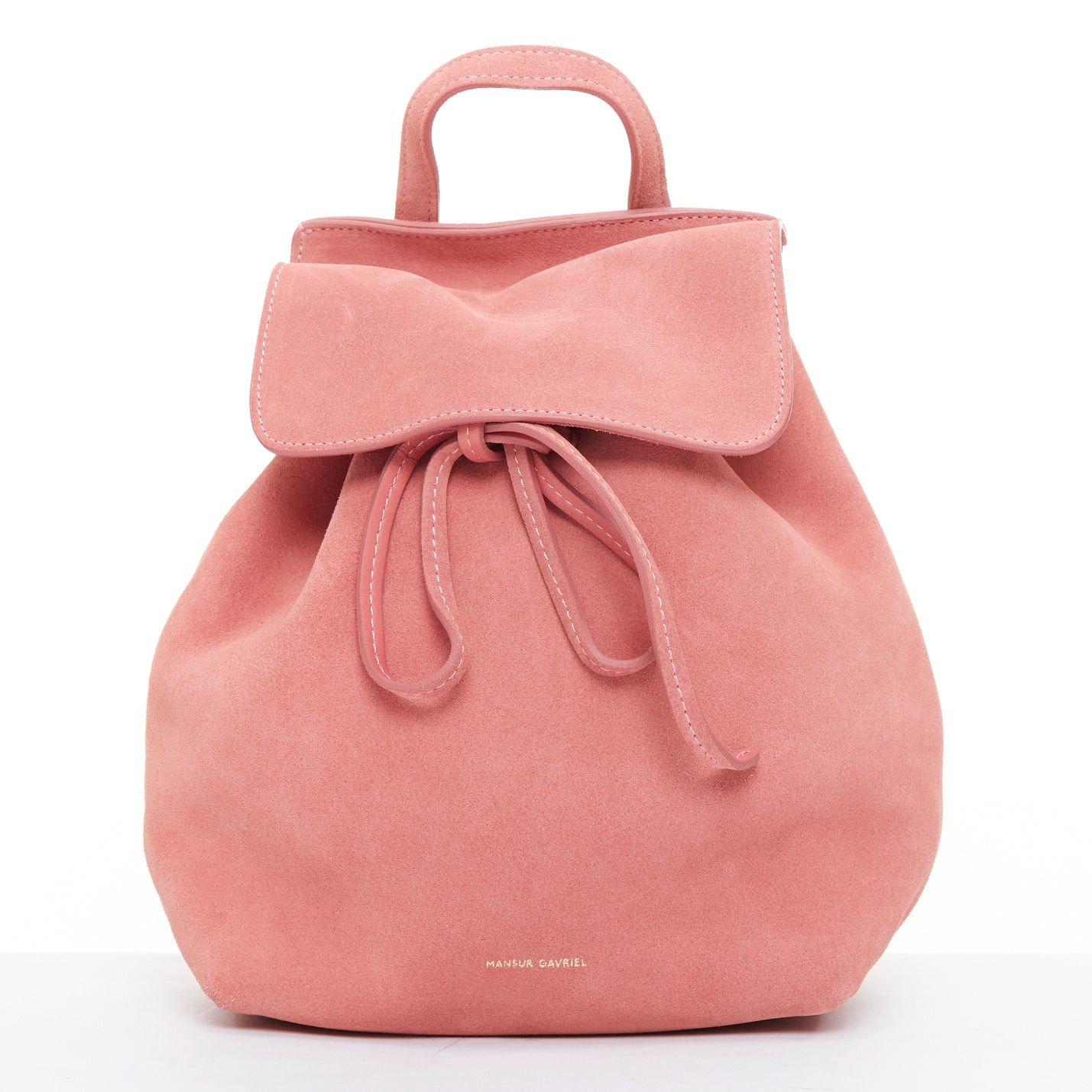 Mansur Gavriel MANSUR GAVRIEL Suede Mini Backpack pink leather gold logo tie bag Size ONE SIZE - 1 Thumbnail