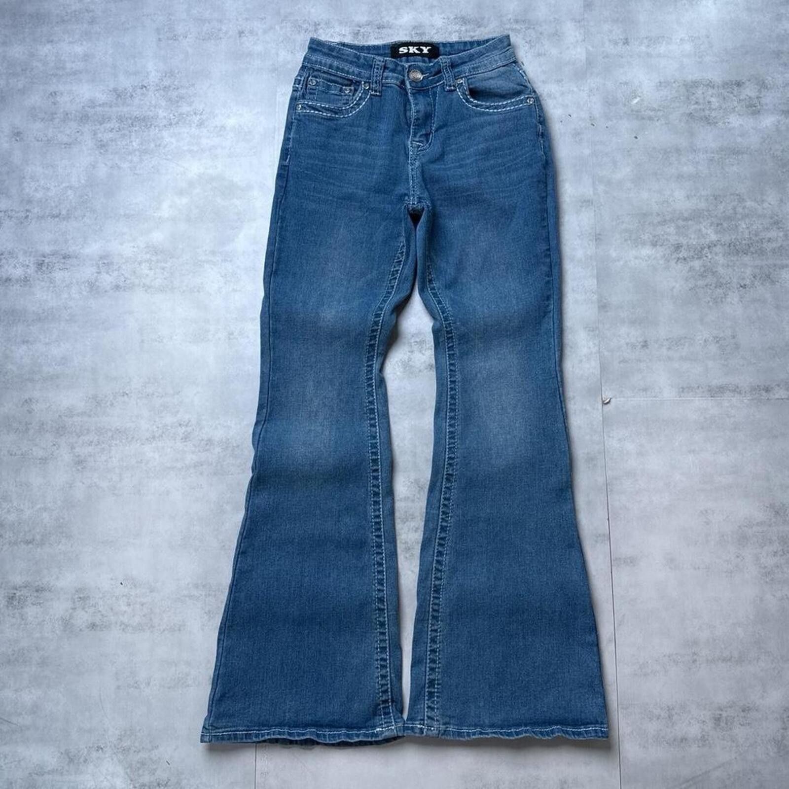 Other Y2K Sky Flared Denim 00s Baggy Jeans Size 26" / US 2 / IT 38 - 2 Thumbnail