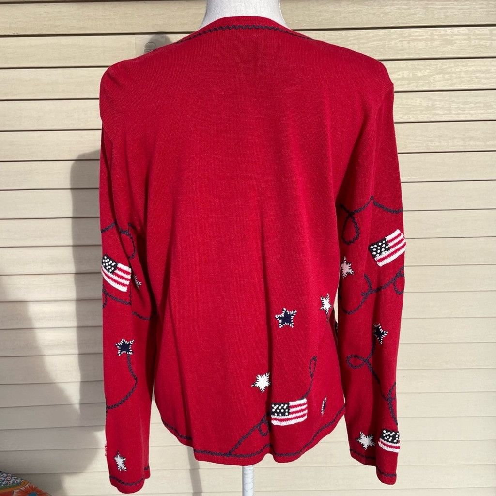 Talbots Talbots Petites Patriotic Flag Stars Sweater Size LP Size L / US 10 / IT 46 - 3 Thumbnail
