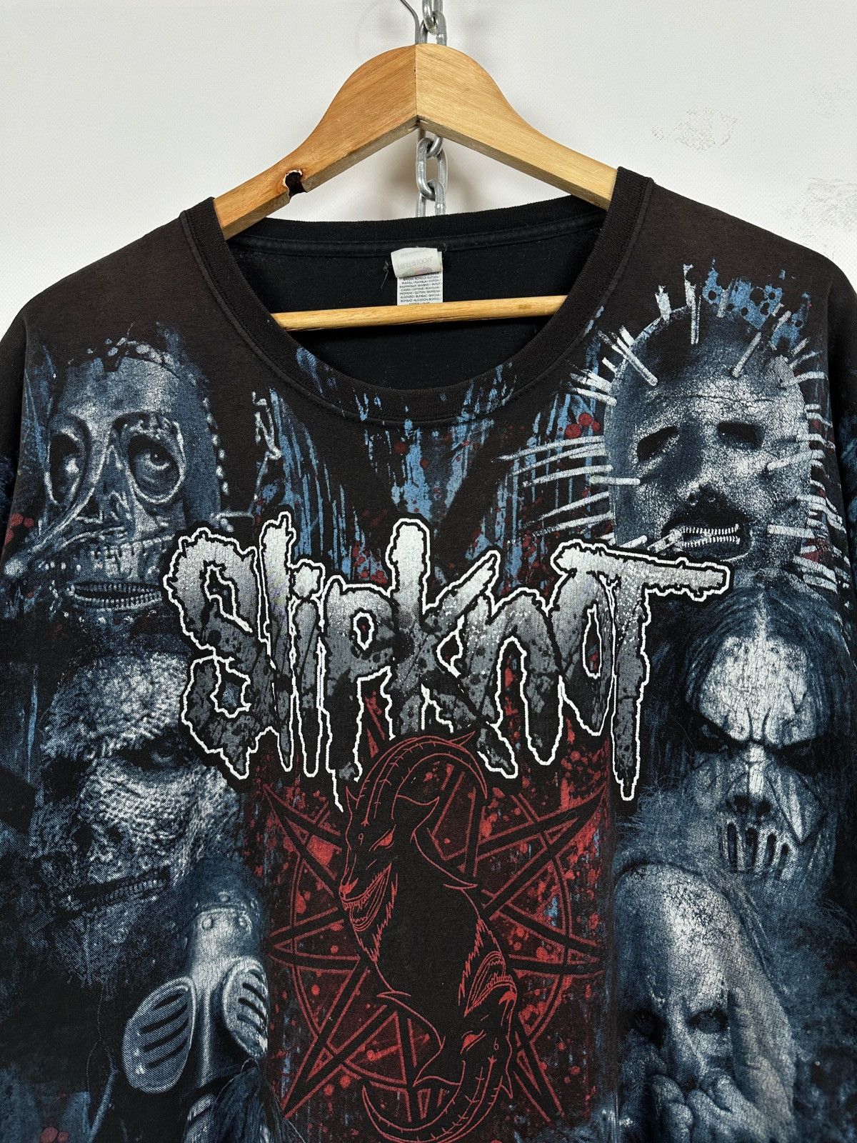 Band Tees Vintage Slipknot All Over Print Faded Black Band T-Shirt Size US XL / EU 56 / 4 - 6 Thumbnail