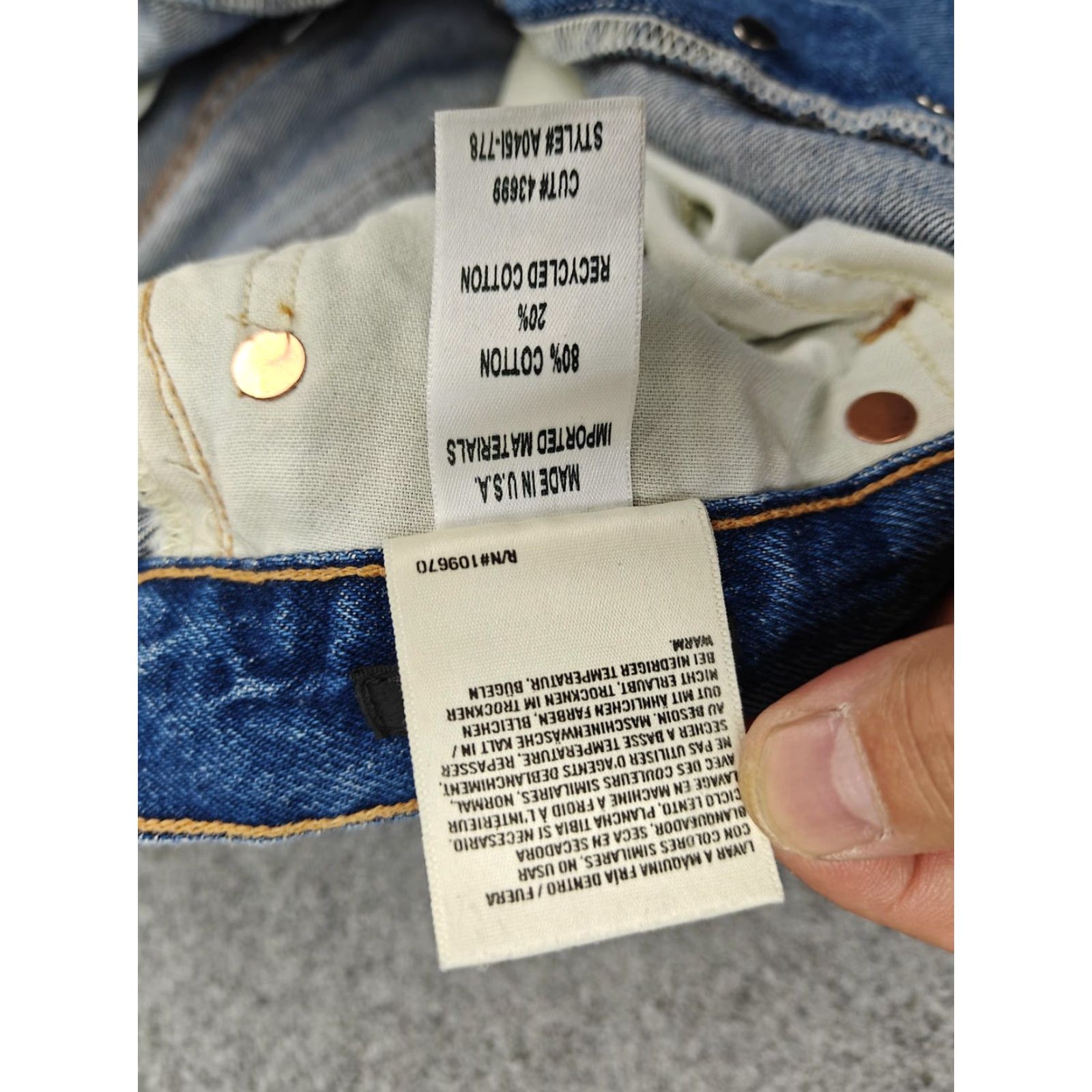 Agolde AGOLDE Jeans Womens 26 Blue High Rise Straight Distressed Button Fly Denim Jeans Size 26" / US 2 / IT 38 - 6 Thumbnail