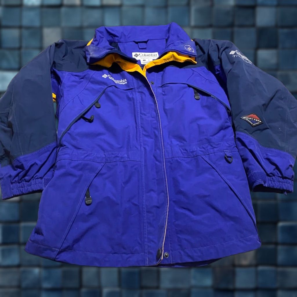 Vintage Columbia Jacket Windbreaker - Womens M Blue Full Zip Omni Tech Pockets Waterproof Casual Travel Workwear 90s Theme Mens? Size M / US 6-8 / IT 42-44 - 1 Thumbnail