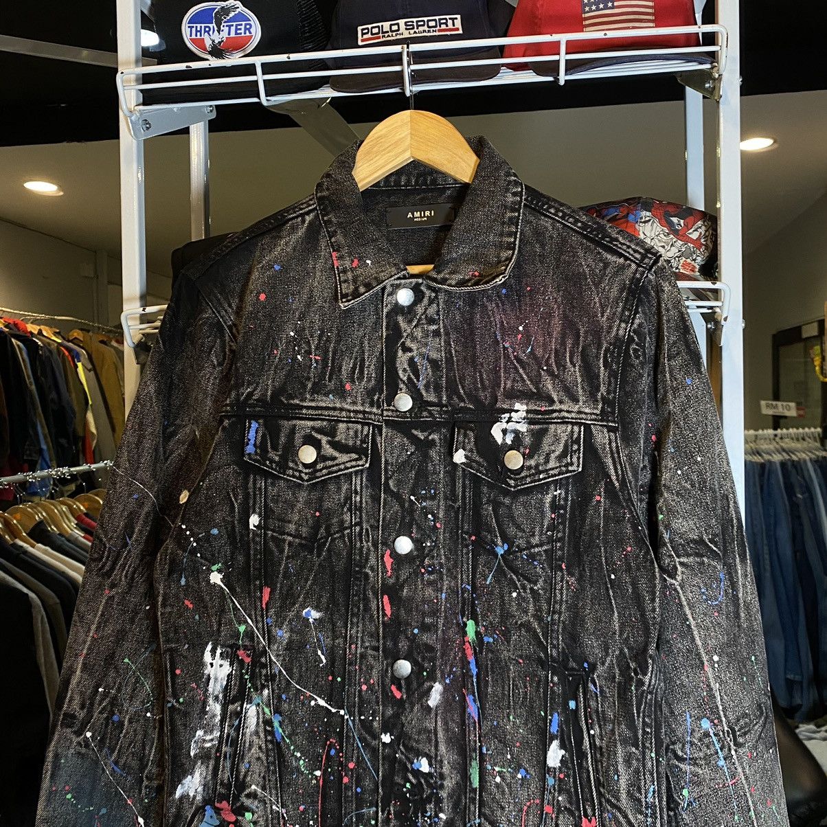 Amiri Black Graffiti Paint Splatter Denim Trucker Jacket Size US M / EU 48-50 / 2 - 4 Thumbnail