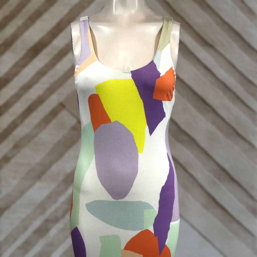 Alice + Olivia Alice + Olivia Abstract Geometric Print Bodycon Midi Dress Multicolor Size 2 Size XS / US 0-2 / IT 36-38 - 1 Thumbnail