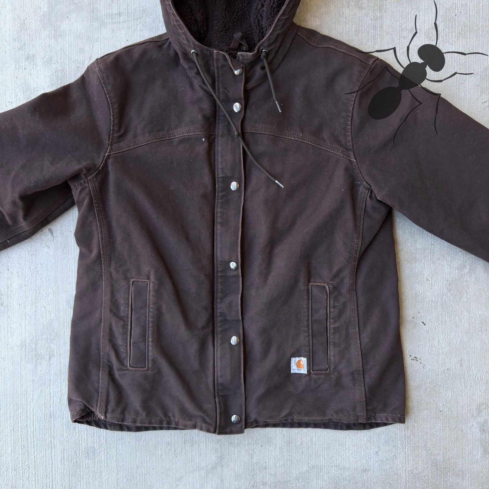 Carhartt × Vintage Carhartt DKB brown sherpa lined hooded work wear jacket Size US S / EU 44-46 / 1 - 3 Thumbnail
