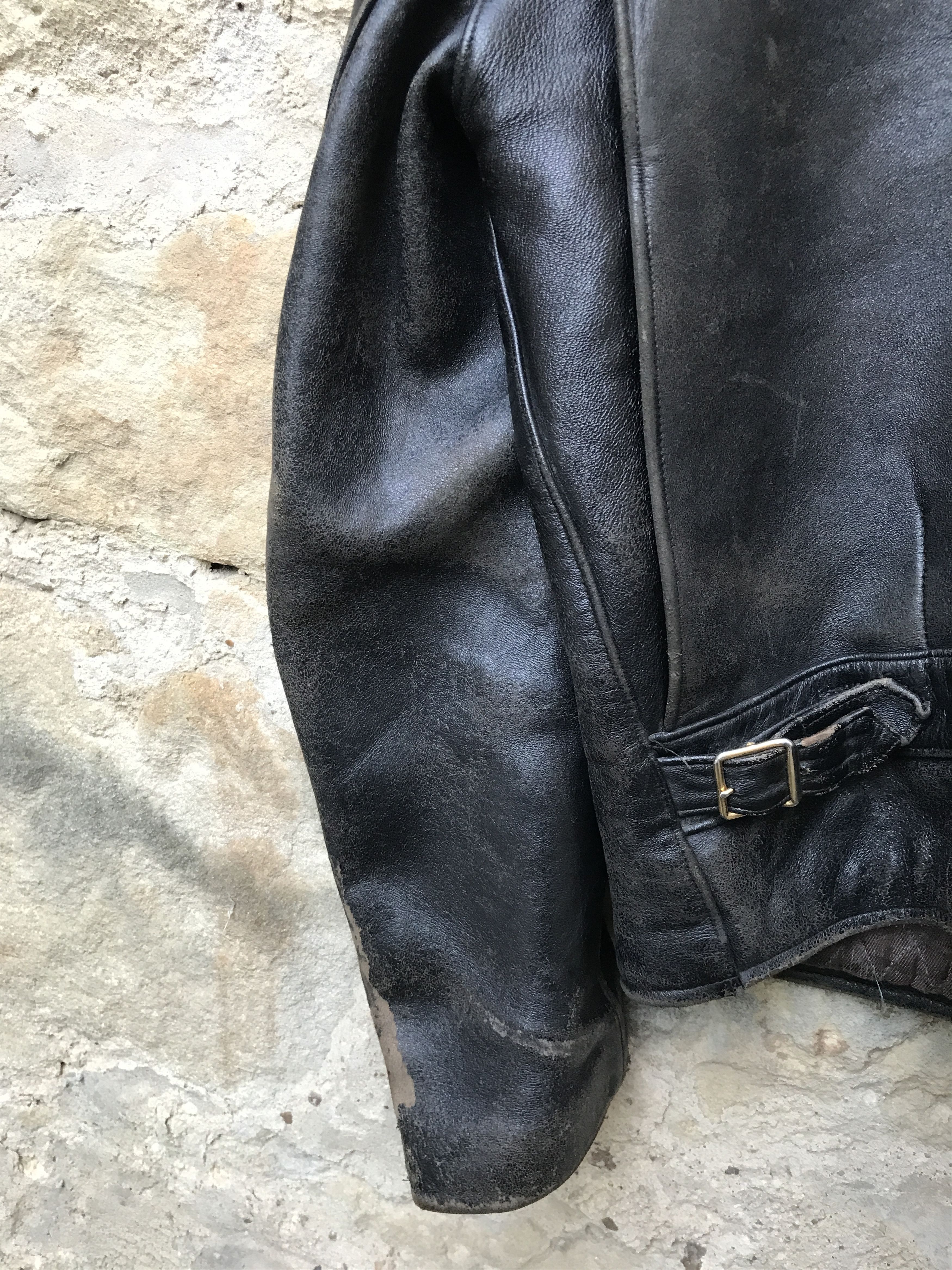 Vintage Rare Vintage 60s French Motorcycle Leather Biker Jacket Size US XL / EU 56 / 4 - 15 Thumbnail