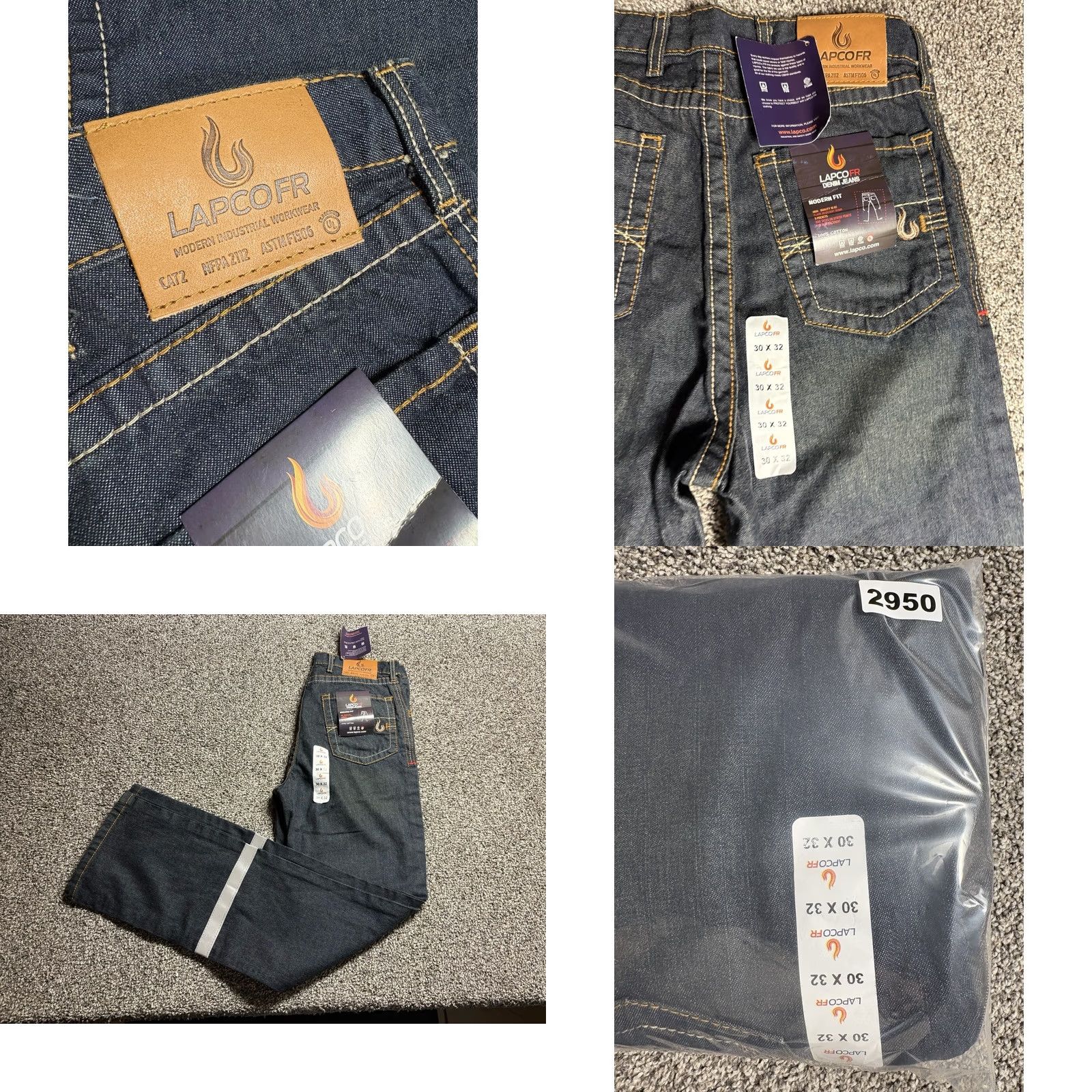 Denime LAPCO FR Reflective Jeans Mens 30x32 Blue NEW NWT Denim Dark Blue Straight mørn? Size US 30 / EU 46 - 9 Thumbnail