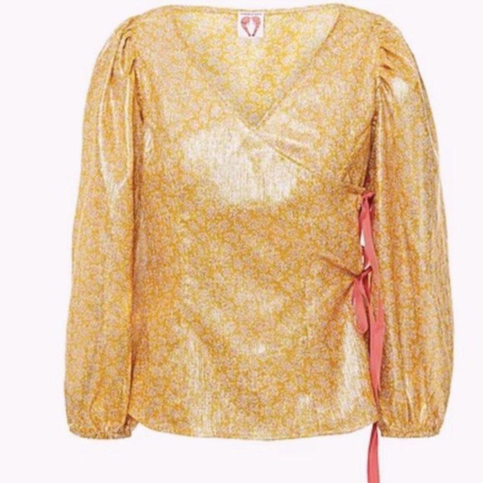 Shrimps Shrimps Cordelia Floral print Lamé Wrap Blouse In Gold 8 Size M / US 6-8 / IT 42-44 - 1 Thumbnail