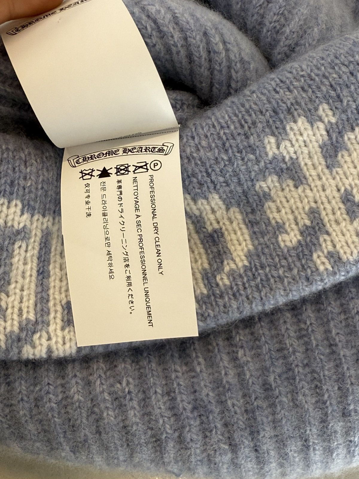 Chrome Hearts Big Daddy baby blue cashmere beanie Size ONE SIZE - 6 Thumbnail
