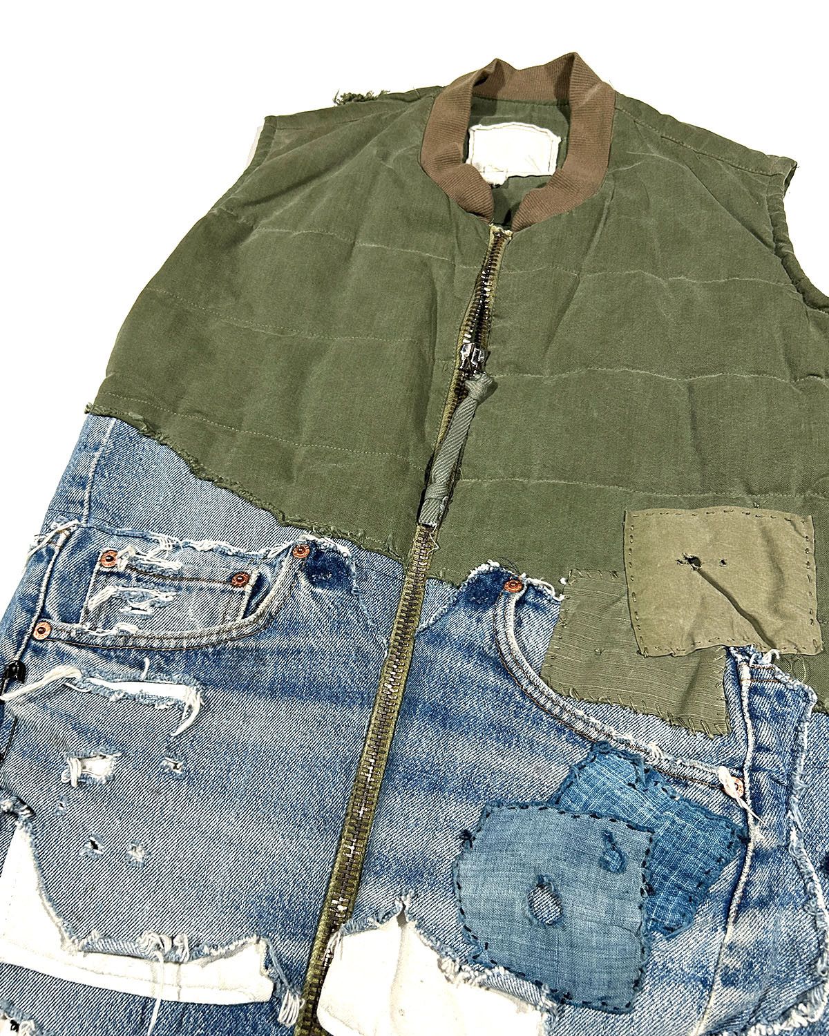 Greg Lauren GREG LAUREN WOMEN'S ARMY / DENIM SPLIT VEST Size S / US 4 / IT 40 - 3 Thumbnail