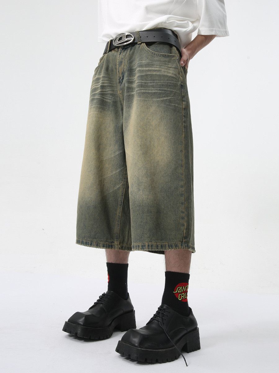 Vintage Men's Retro High-Street Loose-Fit Straight-Leg Denim Shorts Size US 32 / EU 48 - 2 Thumbnail