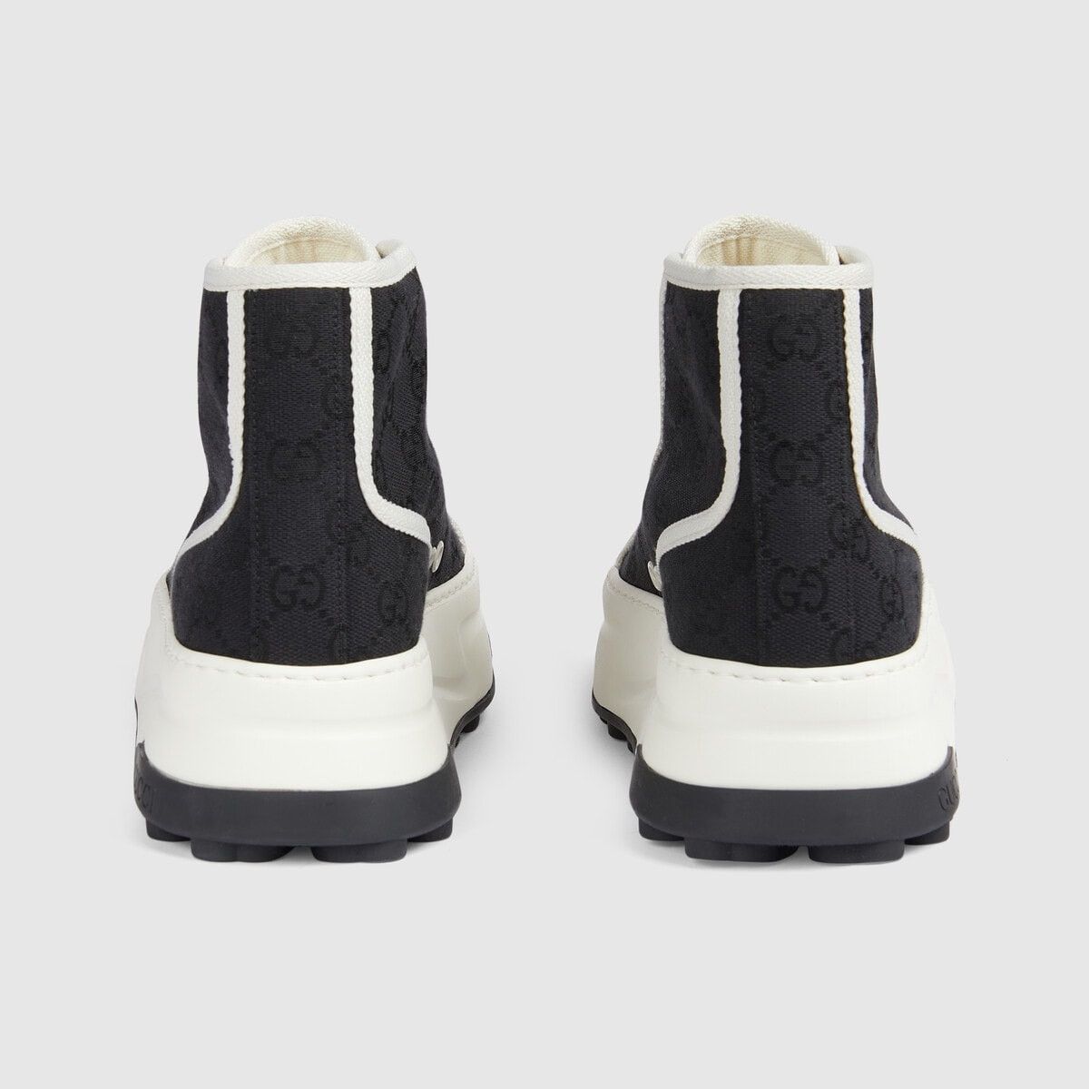 Gucci o1s1wg110425 Women's GG High Top Sneakers in Black & White Size US 10 / IT 40 - 3 Thumbnail