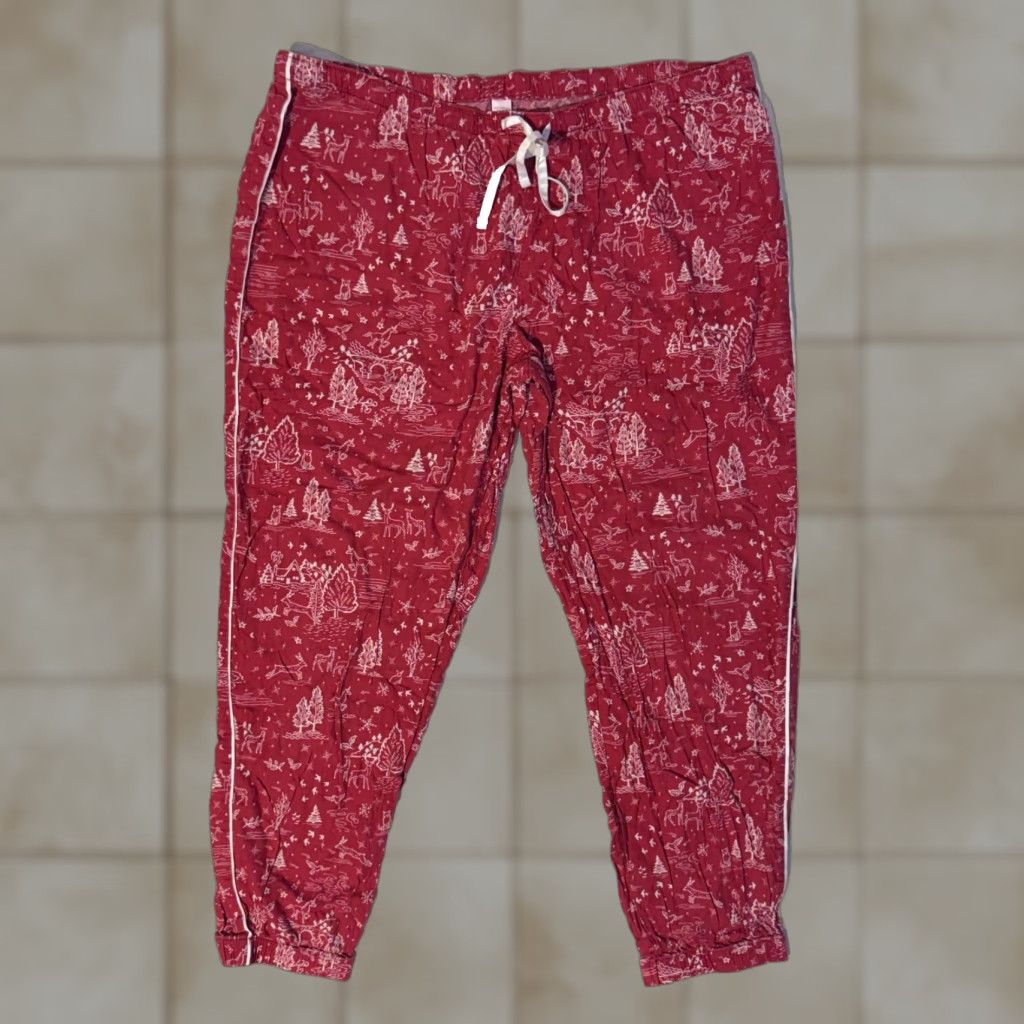 Victoria's Secret Victoria's Secret Womens Lounge Pants Pajama Red Reindeer Christmas All Over Print Jersey 56% Cotton 44% Modal L Size 36" / US 14 / IT 50 - 1 Thumbnail