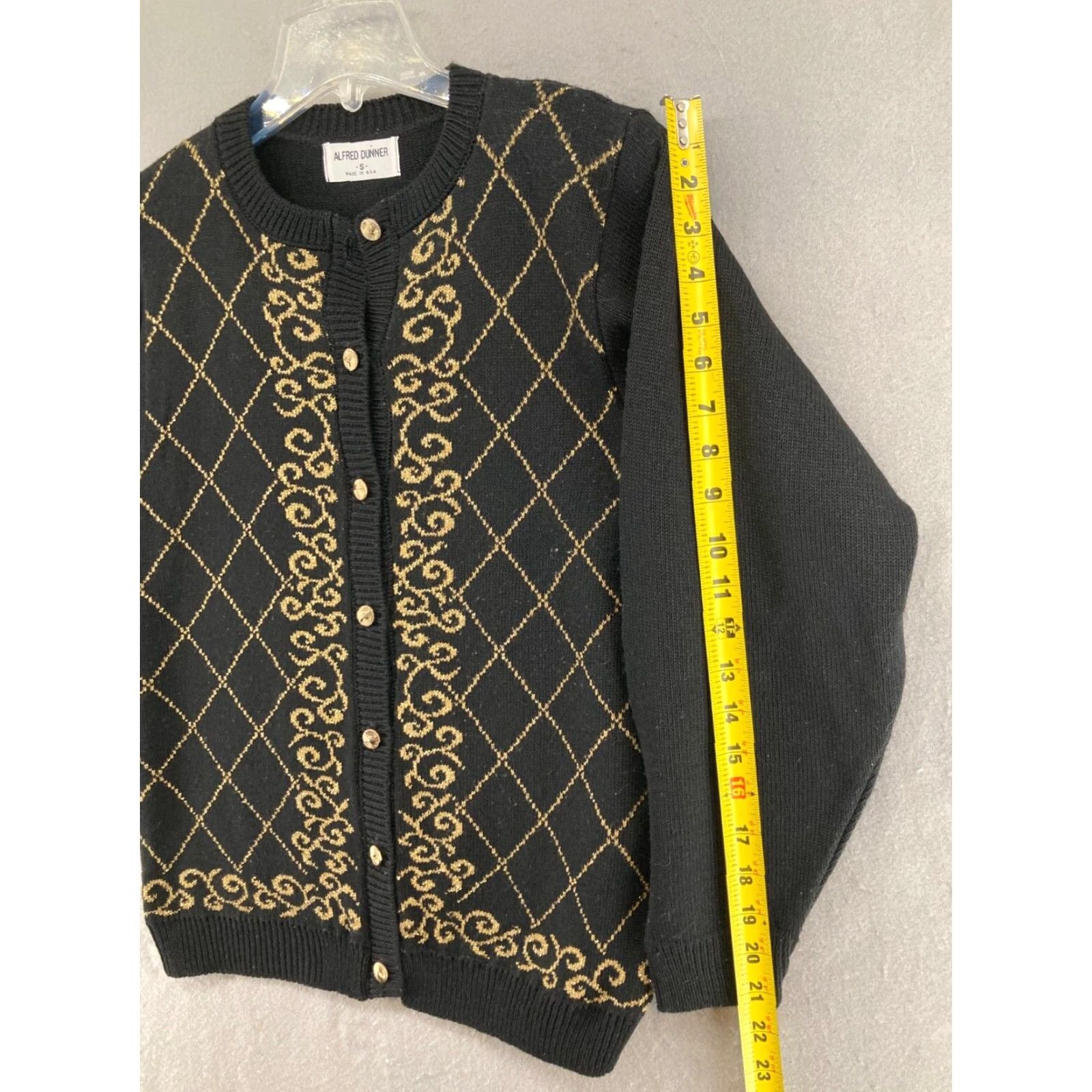 Vintage VINTAGE Alfred Dunner Sweater Cardigan Women S US Made Black Geometric Knit Button Vintage USA 50s-60s Mens? Size S / US 4 / IT 40 - 4 Thumbnail