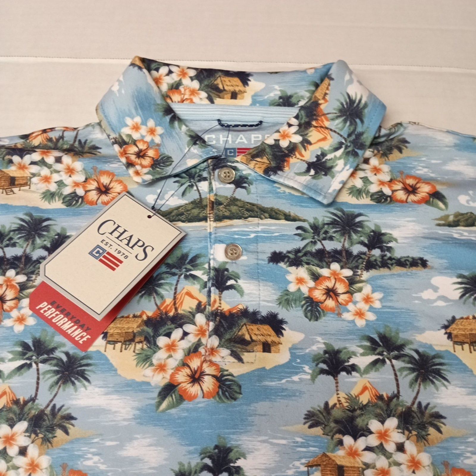 Chaps Chaps Everyday Performance Polo Shirt Men Size S Blue Floral Size US S / EU 44-46 / 1 - 2 Thumbnail