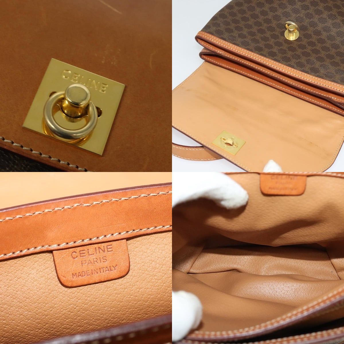 Celine CELINE Macadam Canvas Shoulder Bag Pvc Leather Brown Gold Size ONE SIZE - 11 Thumbnail
