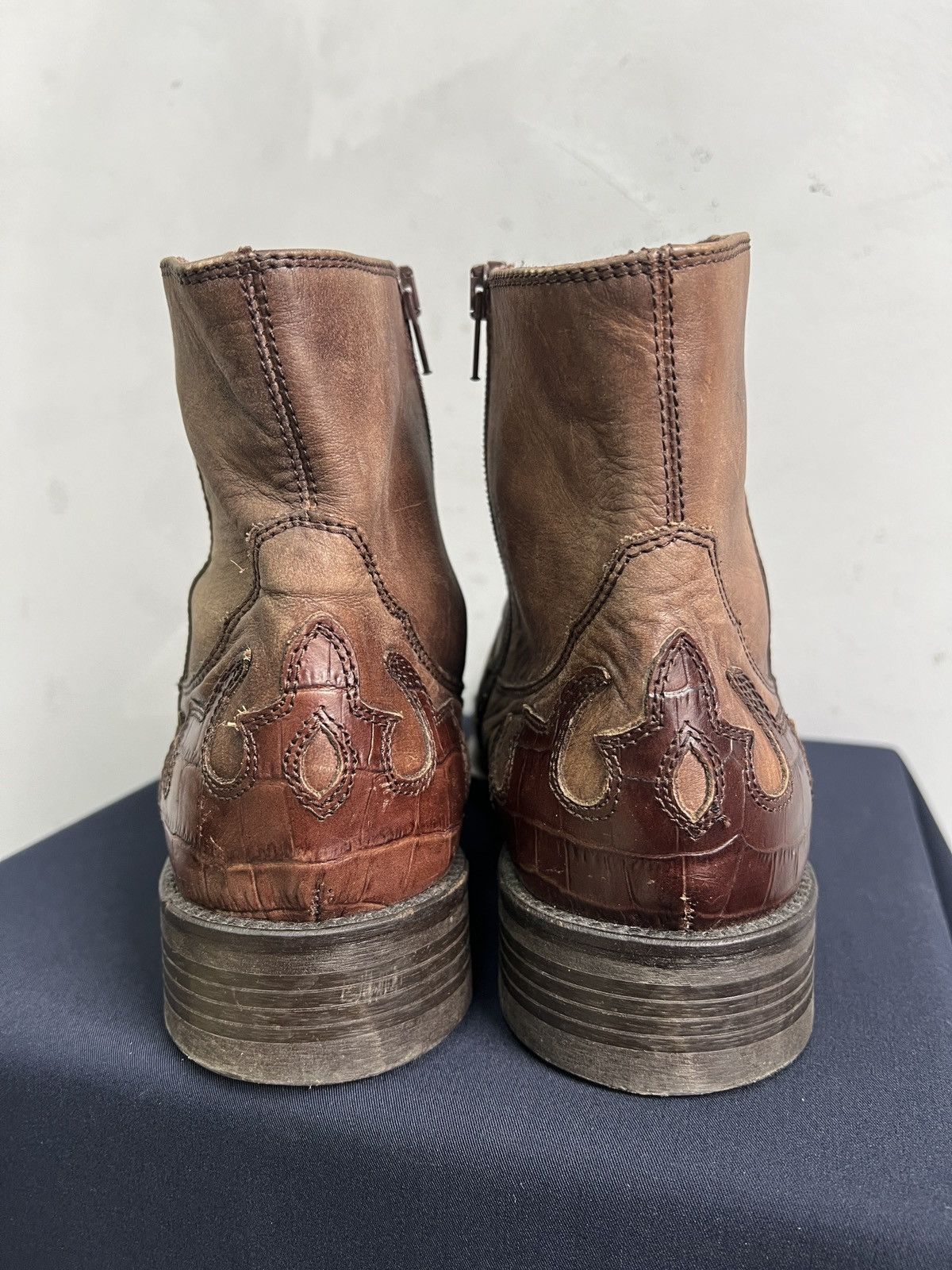 Hedi Slimane Hedi Slimane style leather western boots y2k style biker Size US 9 / EU 42 - 7 Thumbnail