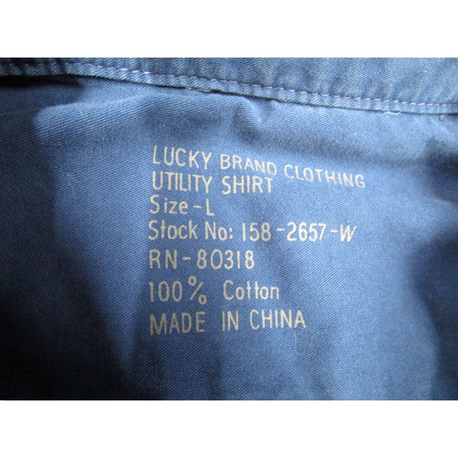 Lucky Brand Lucky Brand Utility Shirt Mens Large Blue 100% Button Front Twill Workwear Size US L / EU 52-54 / 3 - 3 Thumbnail