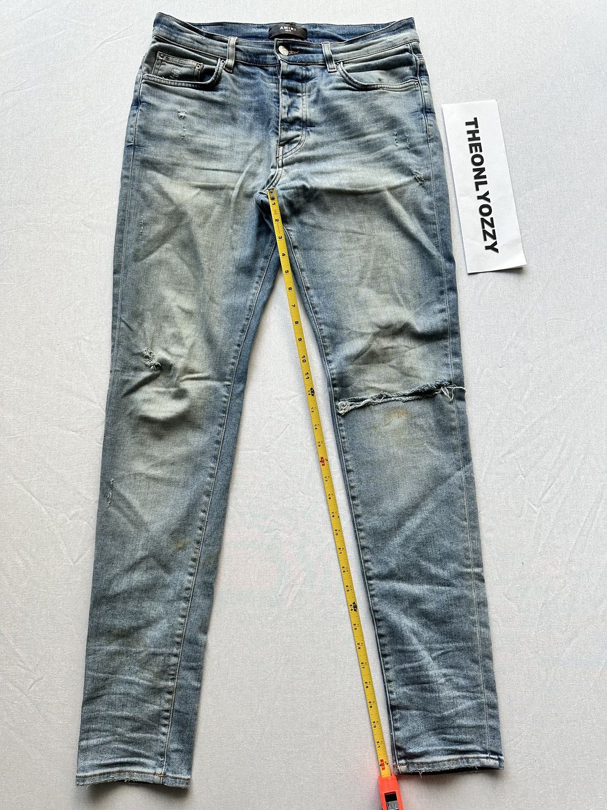 Amiri Amiri Skinny Jeans Blue Slit Knee Denim sz 32 Size US 32 / EU 48 - 4 Thumbnail
