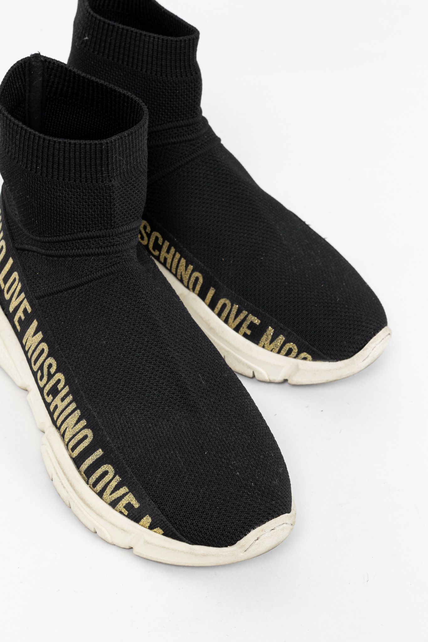 Love Moschino Love Moschino Black Glitter-Logo Sock Sneakers Size US 6.5 / IT 36.5 - 6 Thumbnail