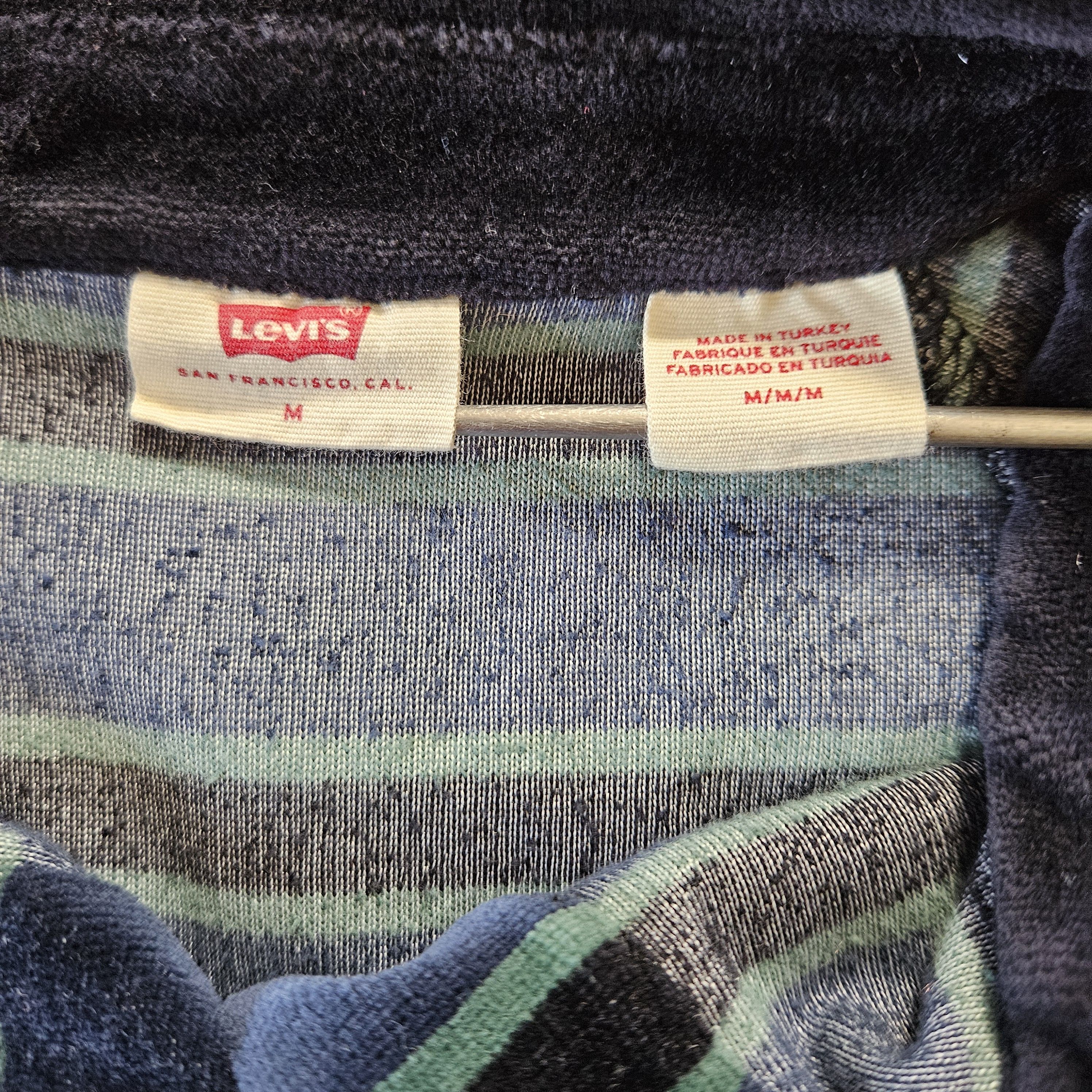 Levi's Levi's Size M Rugby Shirt Green Blue Cropped Velour Striped Size M / US 6-8 / IT 42-44 - 8 Thumbnail