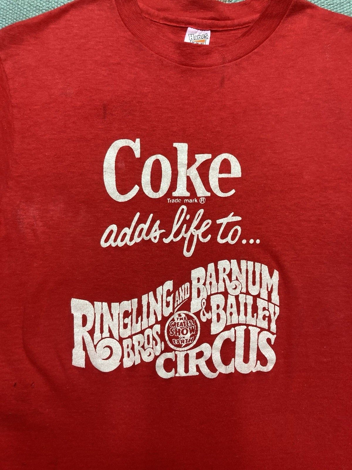 Hanes × Vintage Vtg 70s t shirt coke adds life Ringling bros Barnum Bailey M Size US M / EU 48-50 / 2 - 3 Thumbnail