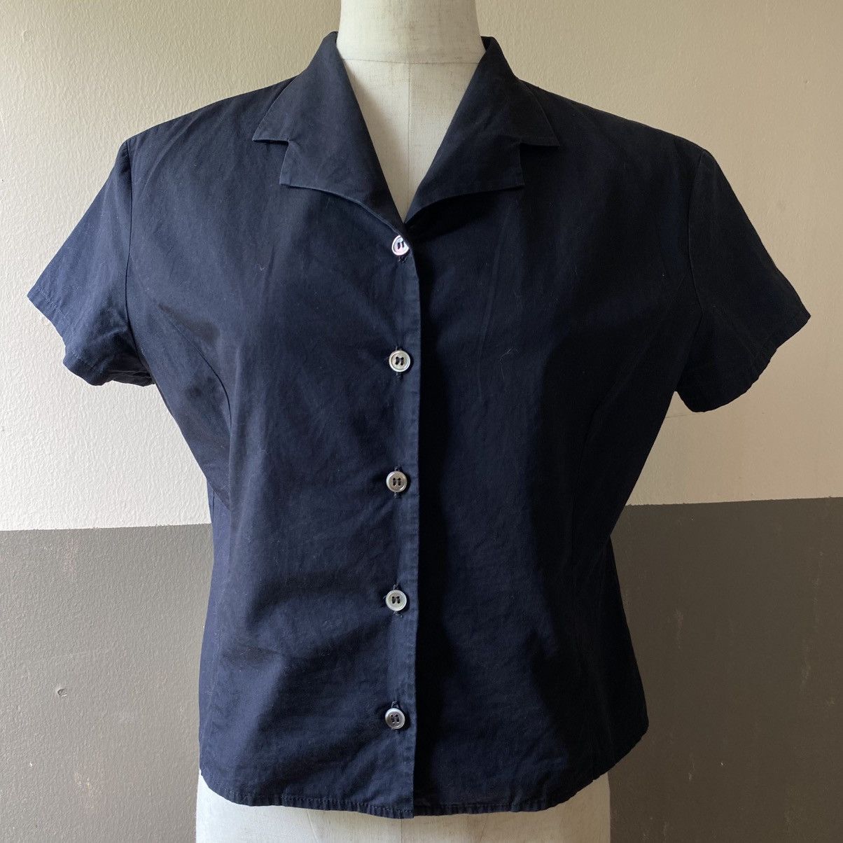 Paul Smith Paul Smith Navy Short Sleeve Button-Up Blouse Size M / US 6-8 / IT 42-44 - 4 Thumbnail
