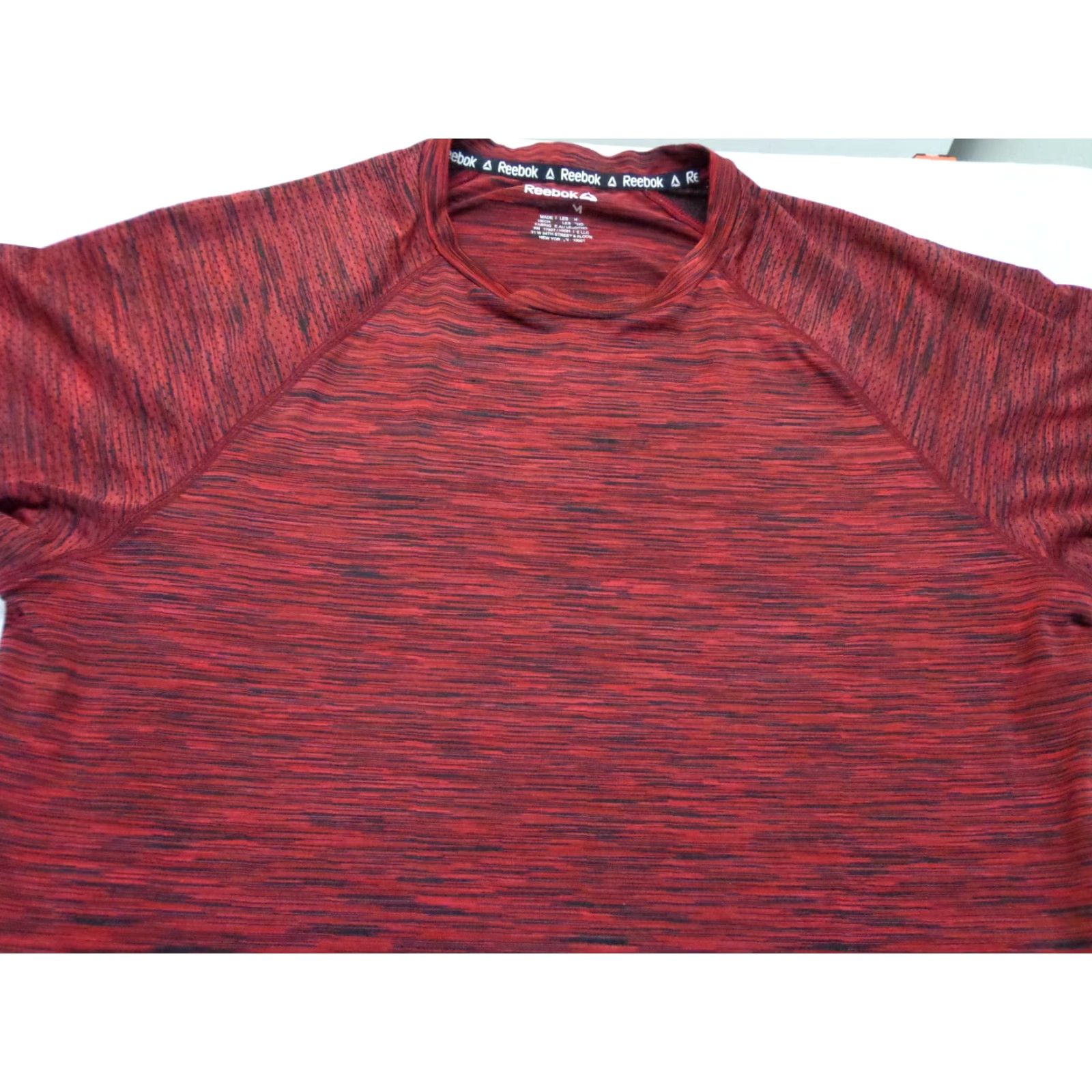 Reebok Reebok T Shirt Burgundy Black Marbled Size Medium Mens Regular Crew Neck Short Sleeve Activewear Logo Pattern Solid - 1 Size US M / EU 48-50 / 2 - 2 Thumbnail