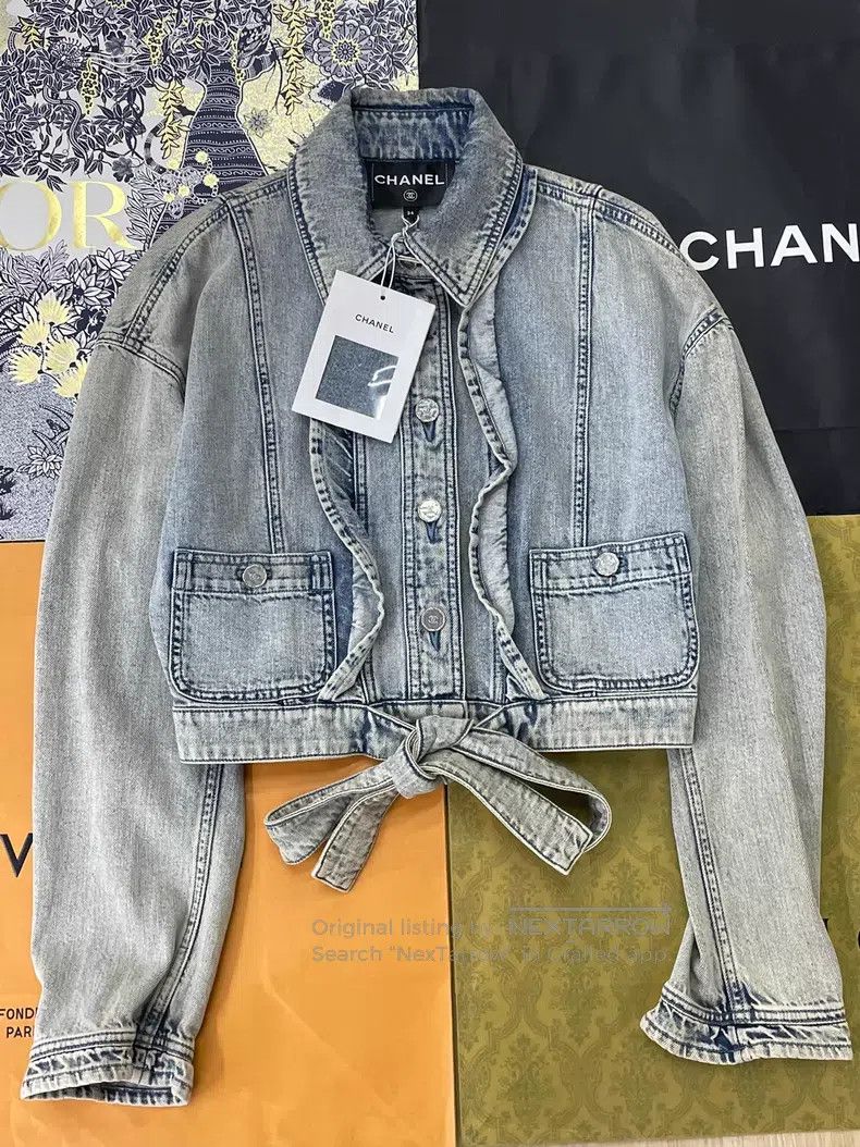 Chanel Chanel Make an old ruffled denim jacket Size XXS / US 00 / IT 34 - 1 Thumbnail