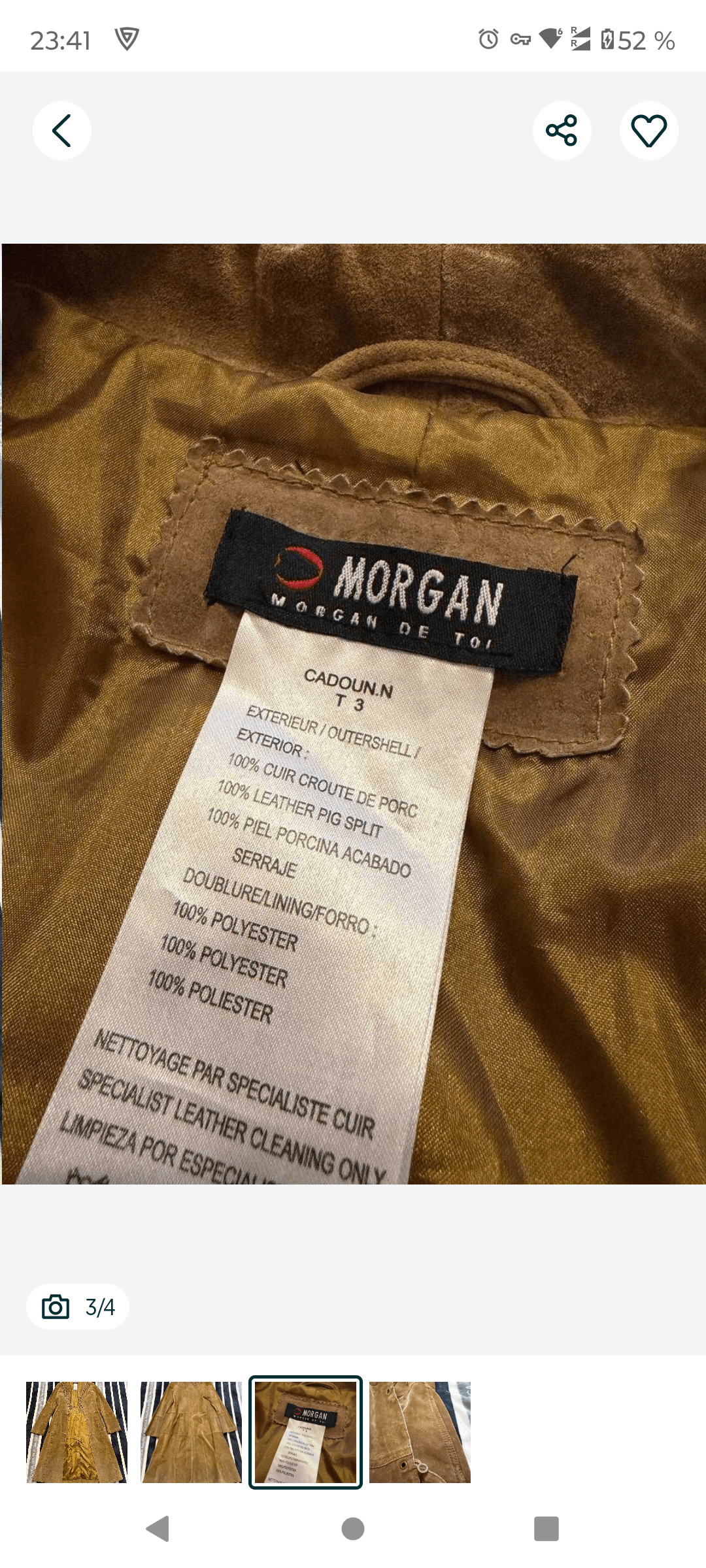 Morgan de toi suede tan leather trench coat sz T3