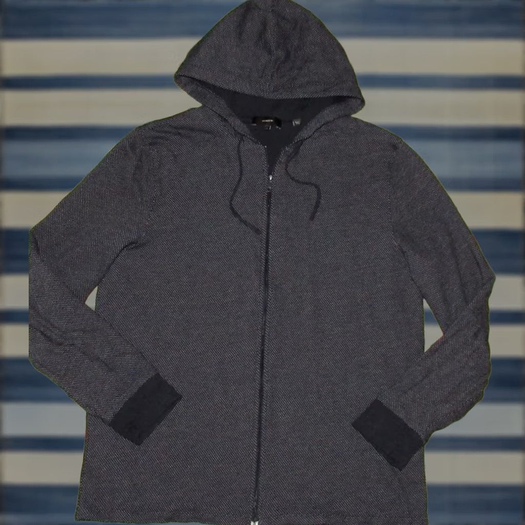 Vince Vince Navy Blue Cotton Birdseye Full Zip Hooded Sweater Large Mens Size US L / EU 52-54 / 3 - 1 Thumbnail