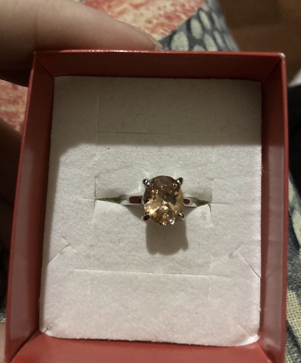 Other Peach coloured gemmed ring Size ONE SIZE - 2 Thumbnail