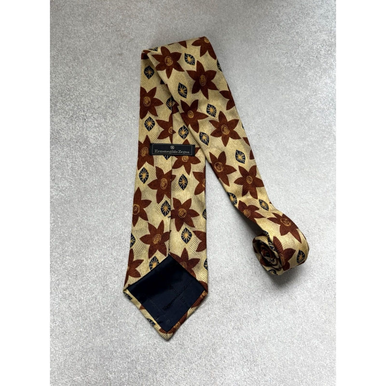 Ermenegildo Zegna VINTAGE Ermenegilão Zegna 100% Silk Flowers Logo Cravat Ties Men Size ONE SIZE - 2 Thumbnail