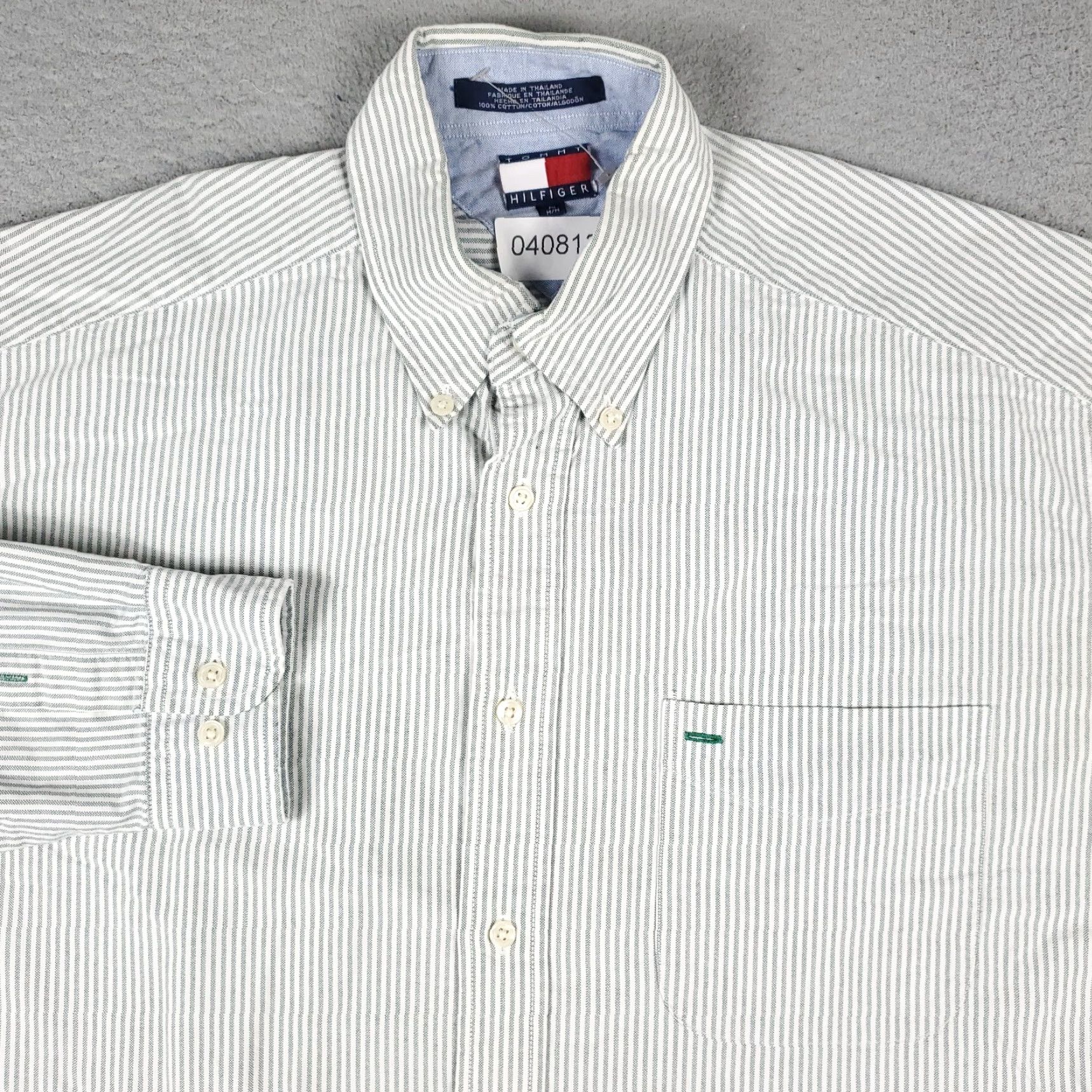 Tommy Hilfiger Tommy Hilfiger Button-Up Shirt Mens Medium Gray Striped Long Sleeve Casual Size US M / EU 48-50 / 2 - 2 Thumbnail