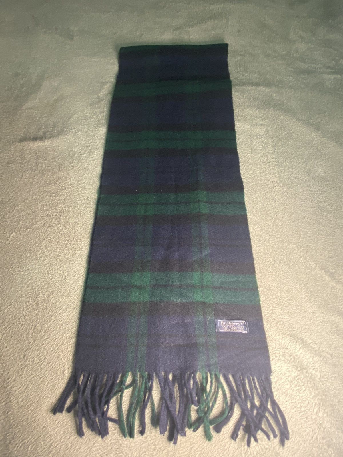 image of Burberry “Percent” Cashmere Scarf in Blue/Green, Women's