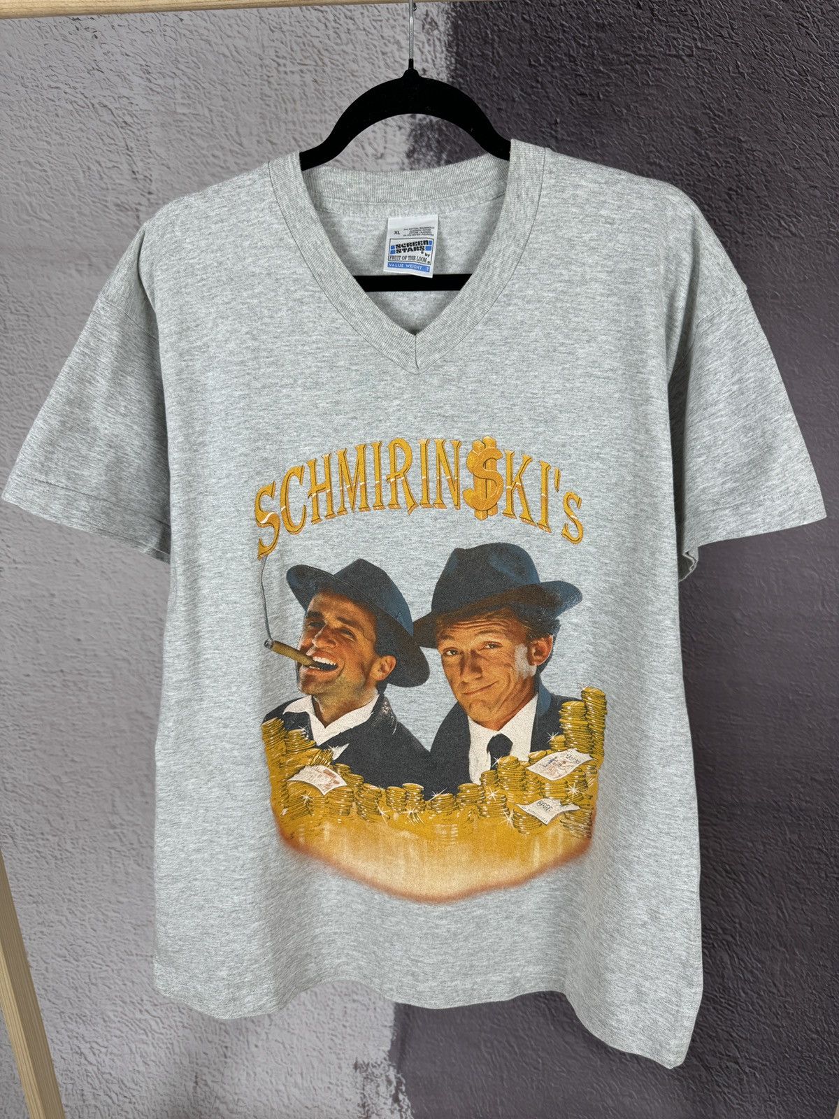 Vintage Vintage 90s Schmirinskis signed v-neck band tee shirt Size US XL / EU 56 / 4 - 2 Thumbnail