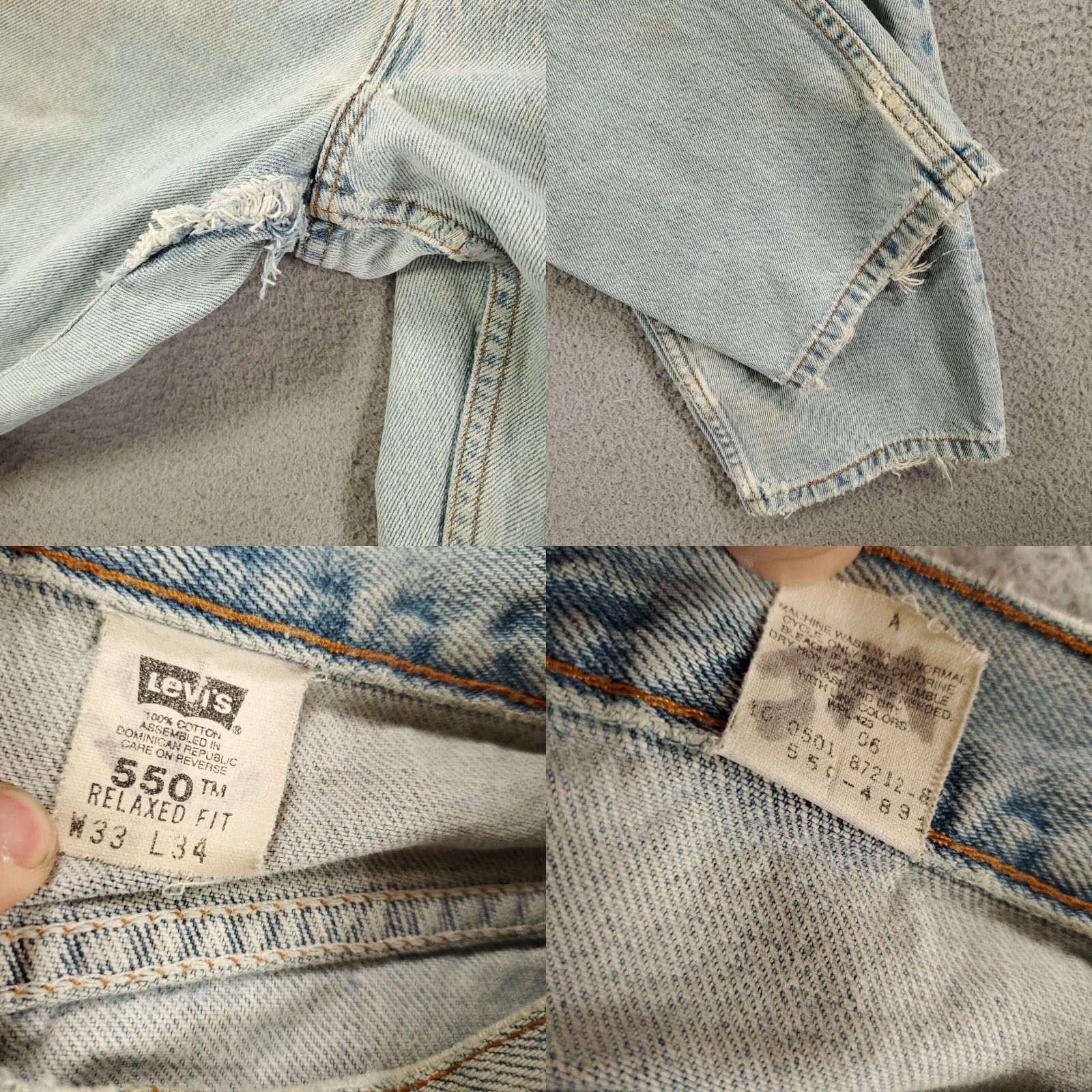 Levi's VINTAGE Levi's 550 Jeans Mens 33x34 9 0s Grunge Distressed Relaxed Denim Blue 5-Pocket Logo 550 90s Mens Jeans Size US 33 - 8 Thumbnail