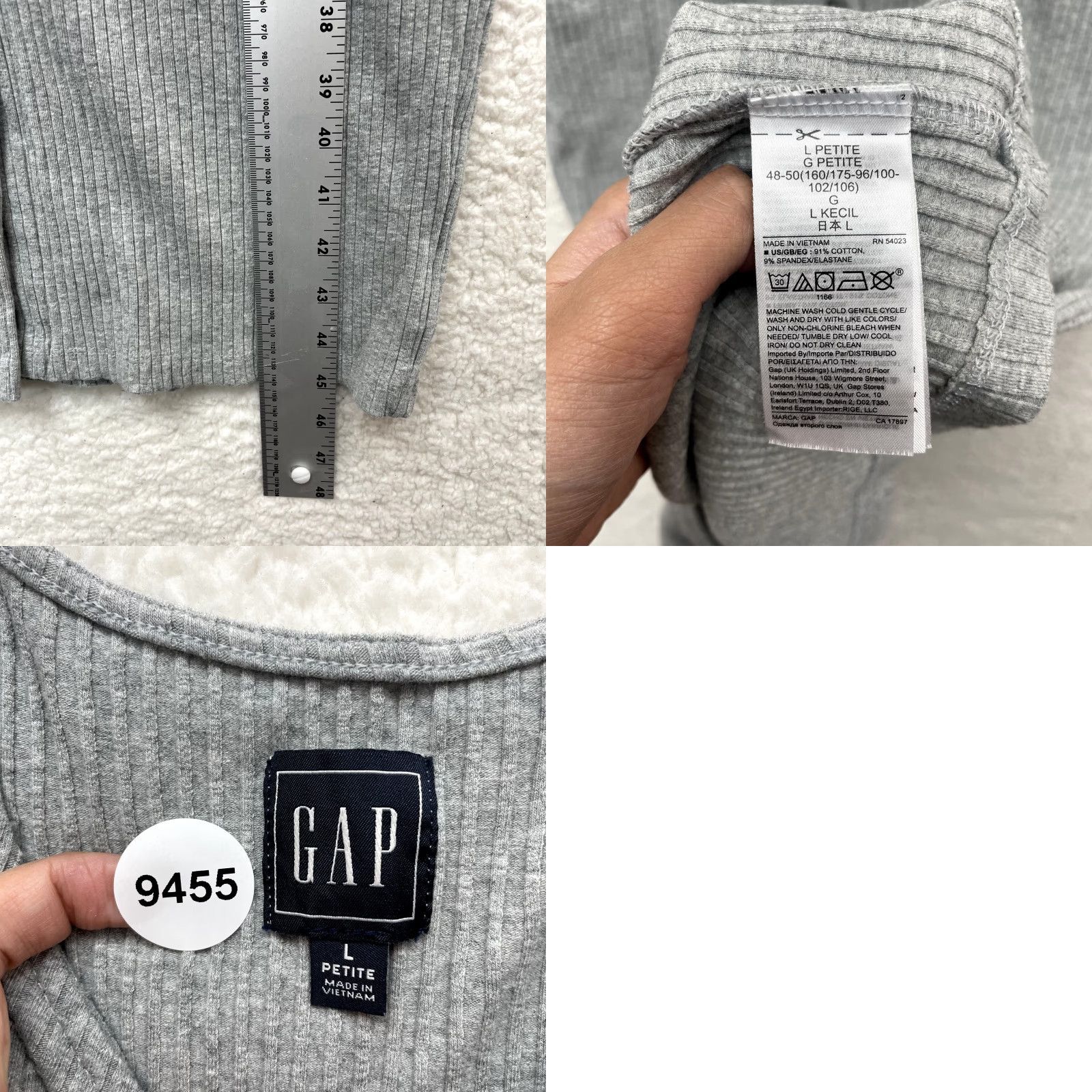 Gap Gap Midi Maxi Dress L Petite Grey Rib Knit Button Bodycon Casual Minimalist Size L / US 10 / IT 46 - 9 Thumbnail