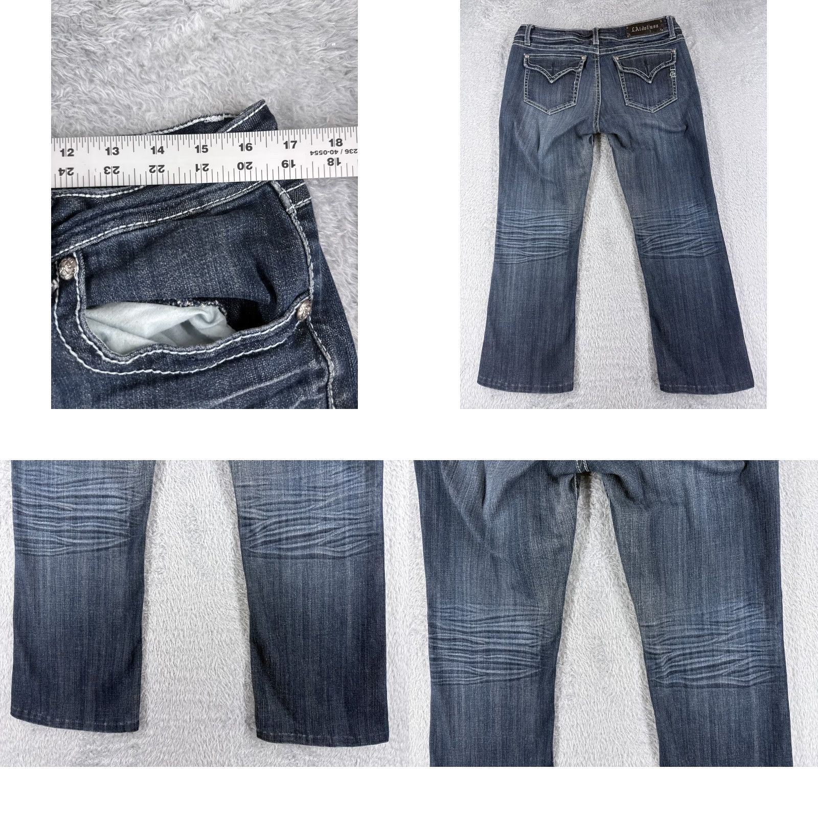 Vintage LA Idol Jeans Women Bootcut Denim 33x26 Blue 13 Medium Wash Cotton Blend Embroidered 5-Pocket Stretch Regular Zip Closure Vintage? No Size 34" / US 12 / IT 48 - 9 Thumbnail