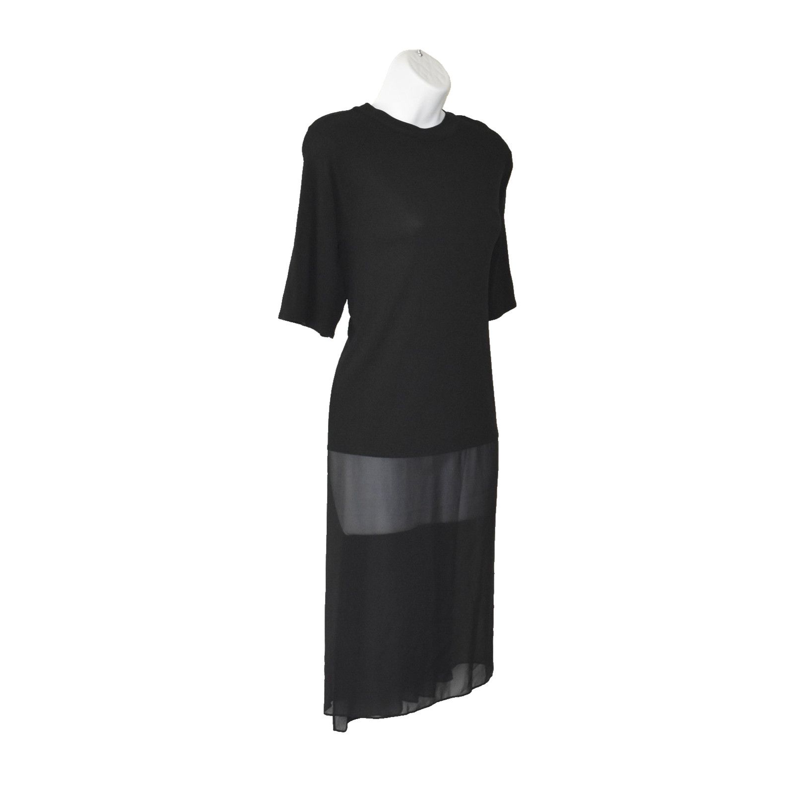 Eileen Fisher EILEEN FISHER Black 100% Silk Elbow Sleeve Tunic Dress Sz L Size L / US 10 / IT 46 - 2 Thumbnail