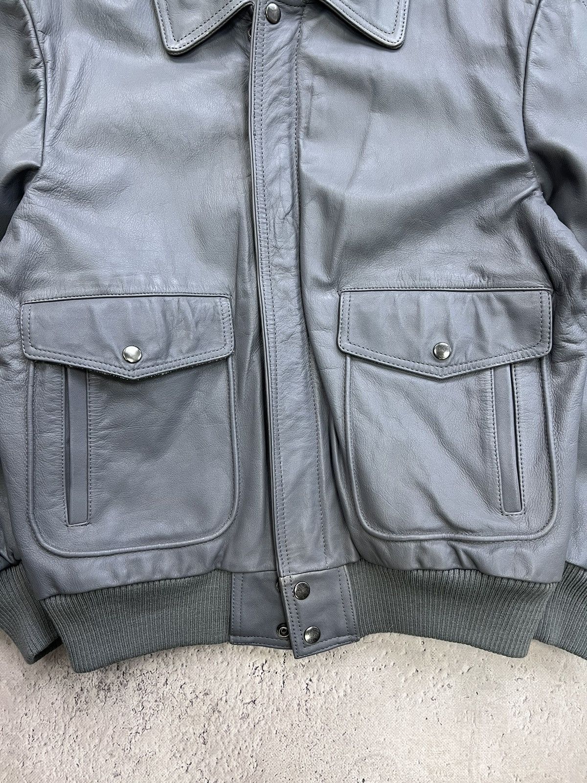 Genuine Leather × Japanese Brand Vintage Grey Leather y2k Biker AVIATOR Racing Jacket Size US M / EU 48-50 / 2 - 7 Thumbnail