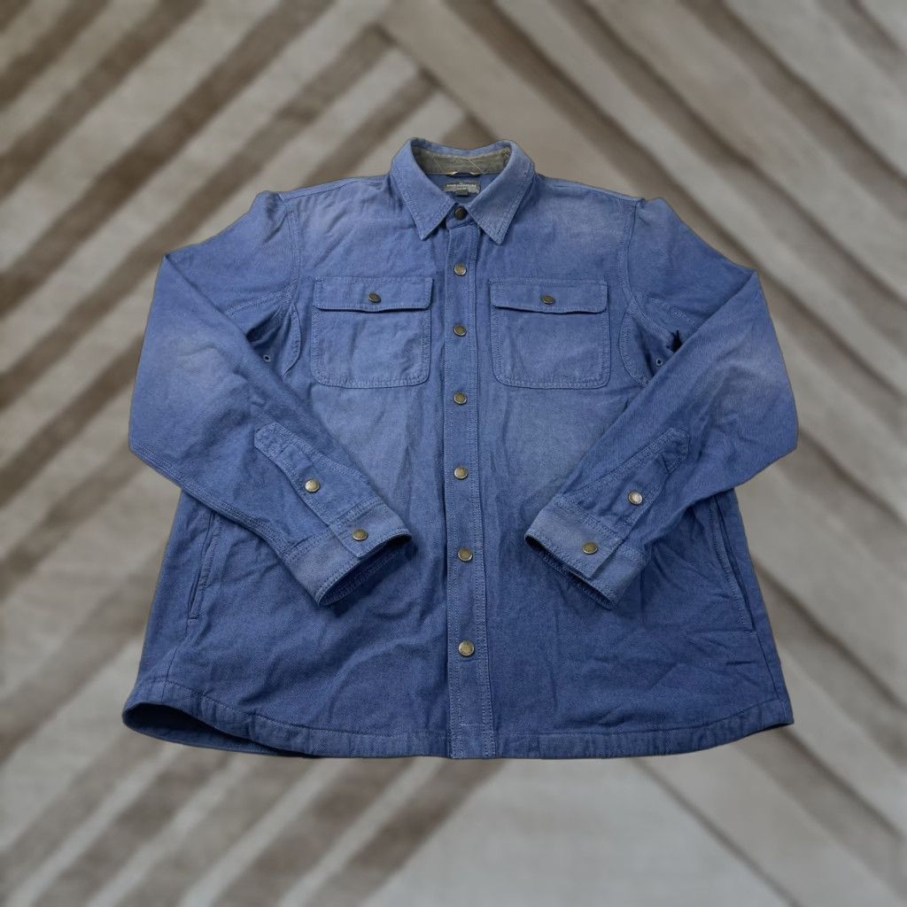 Vintage L.L. Bean Signature Denim Blue Jean Snap Buttons Shirt Slim Fit Mens Large Rugged Shirt Size US L / EU 52-54 / 3 - 1 Thumbnail