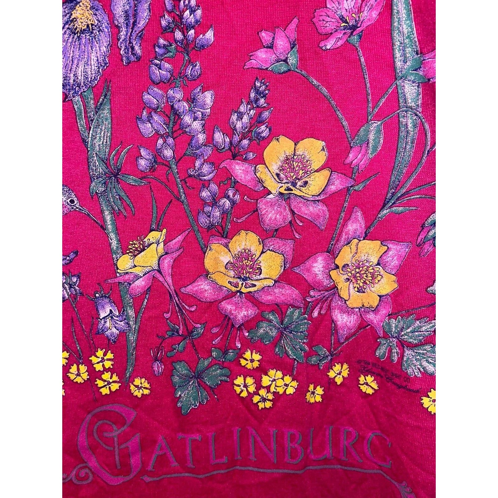 Jerzees Vintage Gatlinburg Shirt Flowers Pink 1994 Tee 90s VTG L Size US L / EU 52-54 / 3 - 4 Thumbnail