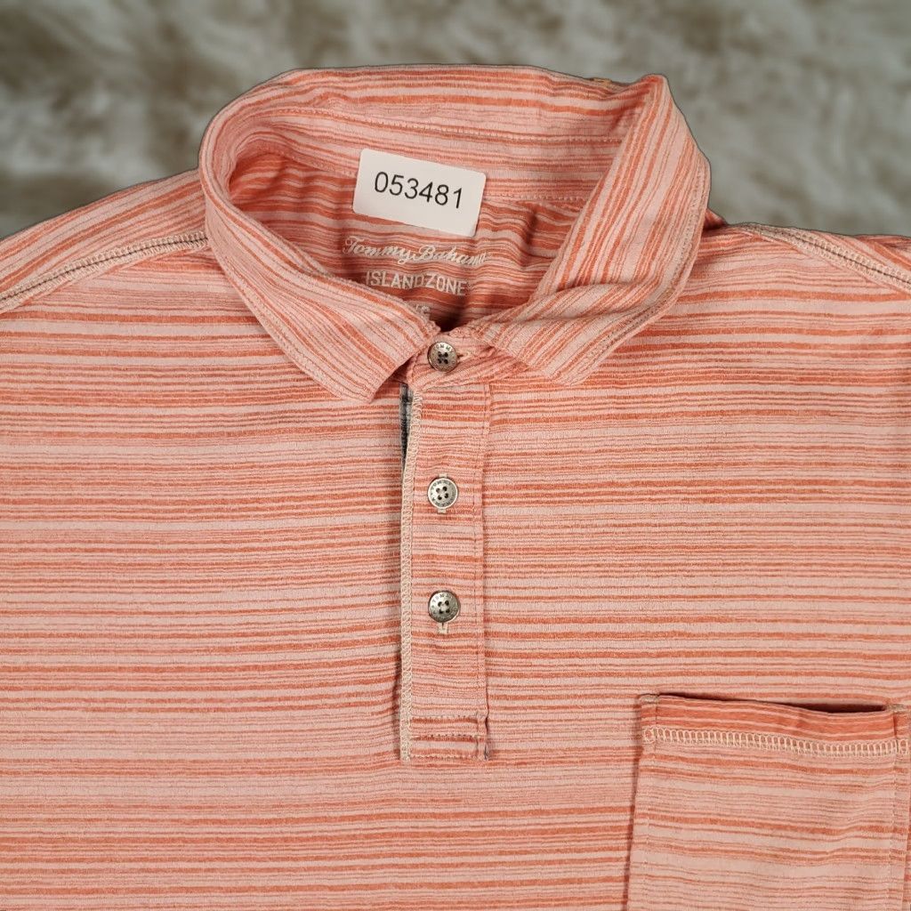 Tommy Bahama Tommy Bahama Polo Shirt Mens Large Orange Striped Casual Short Sleeve Activewear Size US L / EU 52-54 / 3 - 1 Thumbnail