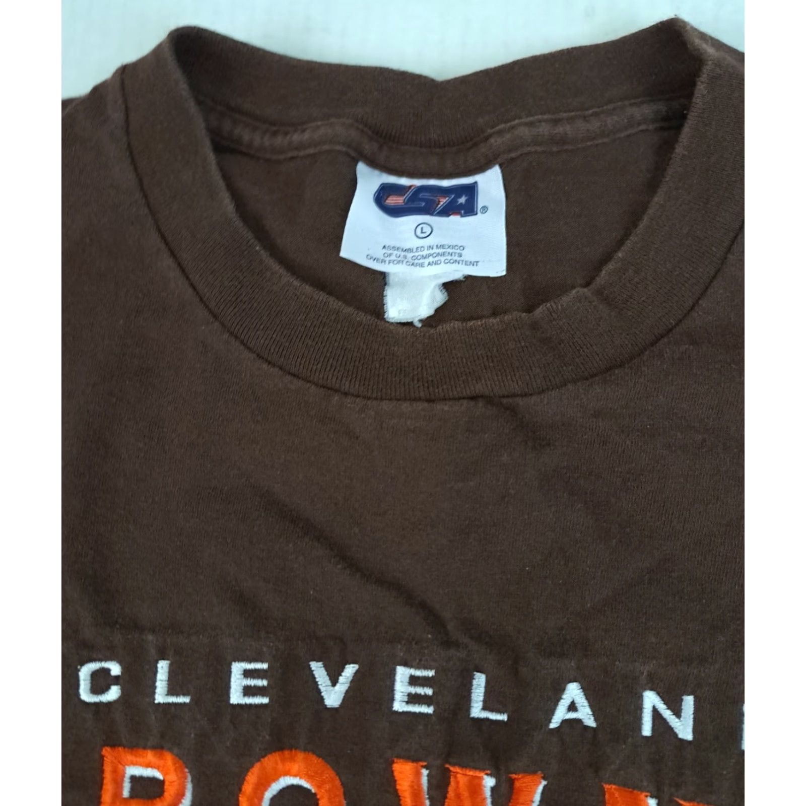 Vintage VINTAGE Cleveland Browns T-Shirt Embroidered 90s CSA Brown Cotton Crew Neck Unisex Adults L Size US L / EU 52-54 / 3 - 4 Thumbnail