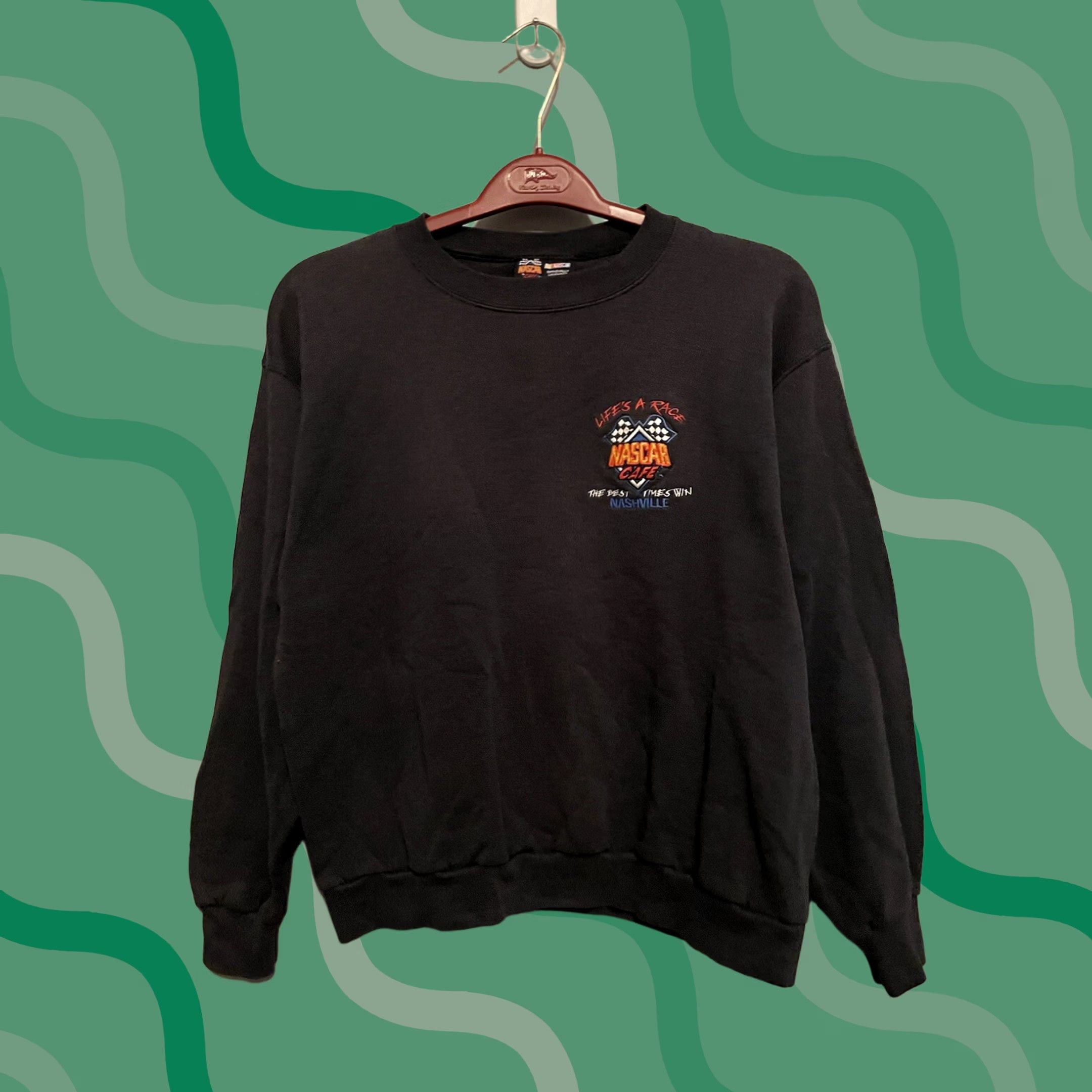 NASCAR VINTAGE Nascar Cafe Nashville Crewneck Sweatshirt Women’s Size L Black Logo Embroidered Nascar Cafe Classic Sports Sweatshirt Womens Size L / US 10 / IT 46 - 1 Thumbnail