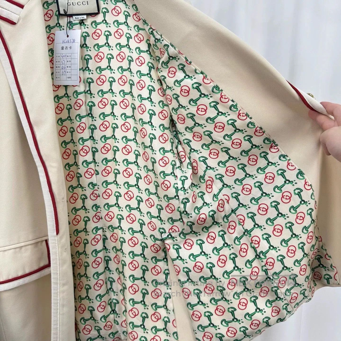 Gucci Gucci Beige Lined Printed Blazer. Size US XXS / EU 40 - 4 Thumbnail