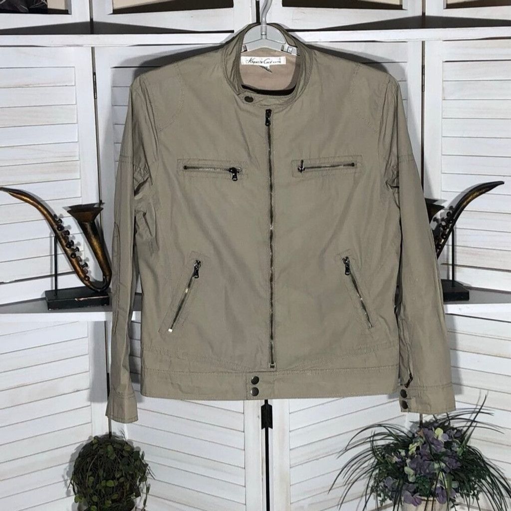 Kenneth Cole Keneth Cole Bomber Jacket Zip Pockets Collar Beige sz M Size US M / EU 48-50 / 2 - 3 Thumbnail